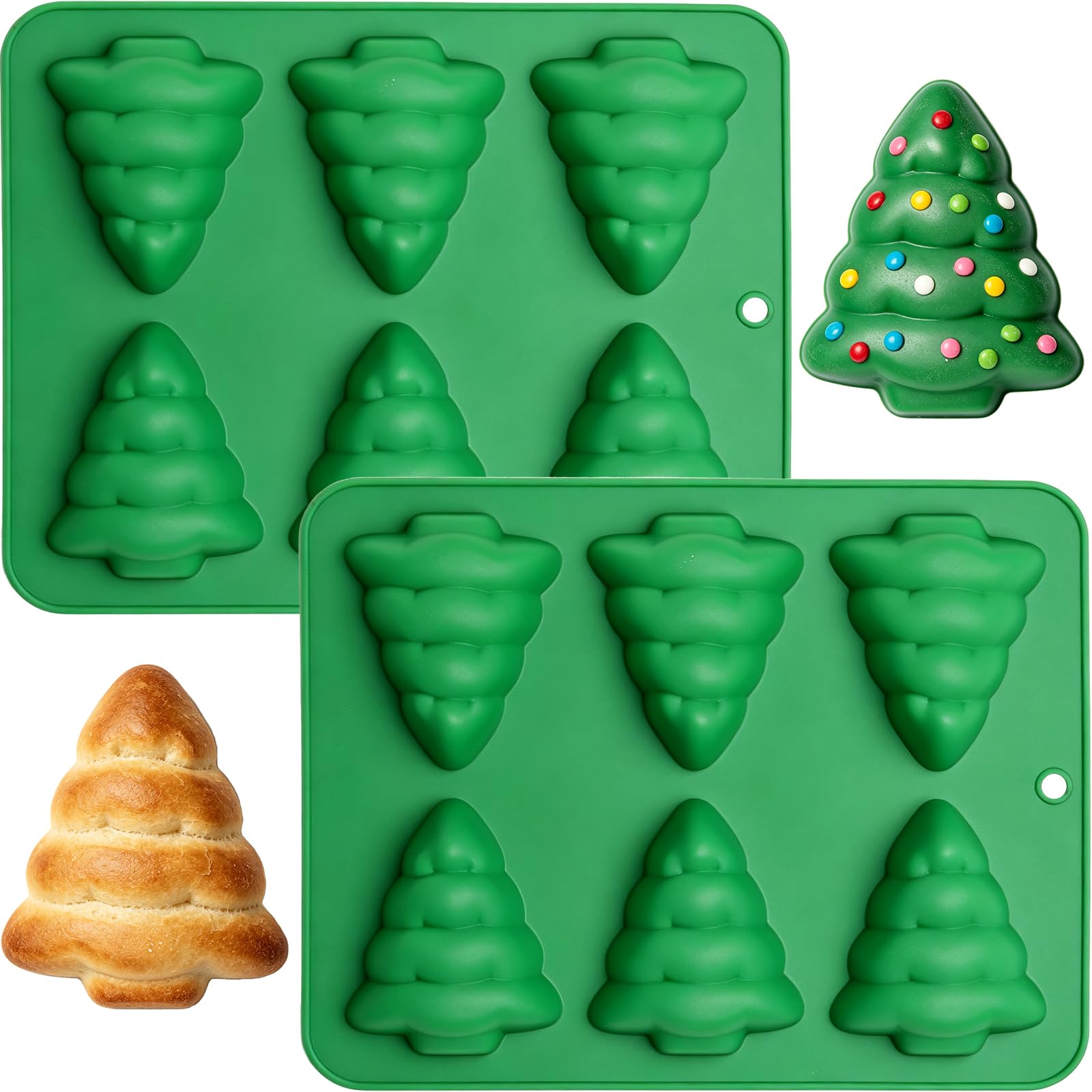 Christmas Tree Baking Mold Silicone, 2 Pack Christmas Cake Molds 12 Cavity