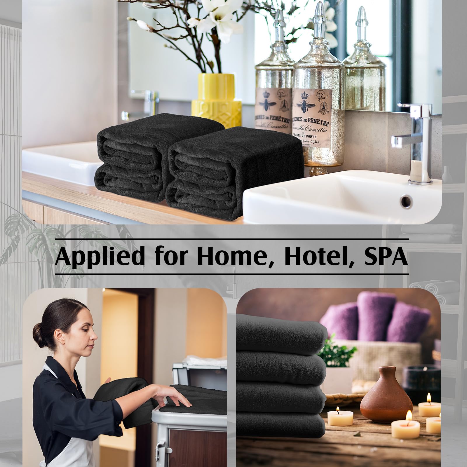 Preboun 4 Pcs Oversized Fleece Bath Towels, 40 X 80 Inch Bath Sheets Extra Large Microfiber Coral Velvet Highly Absorbent Towels