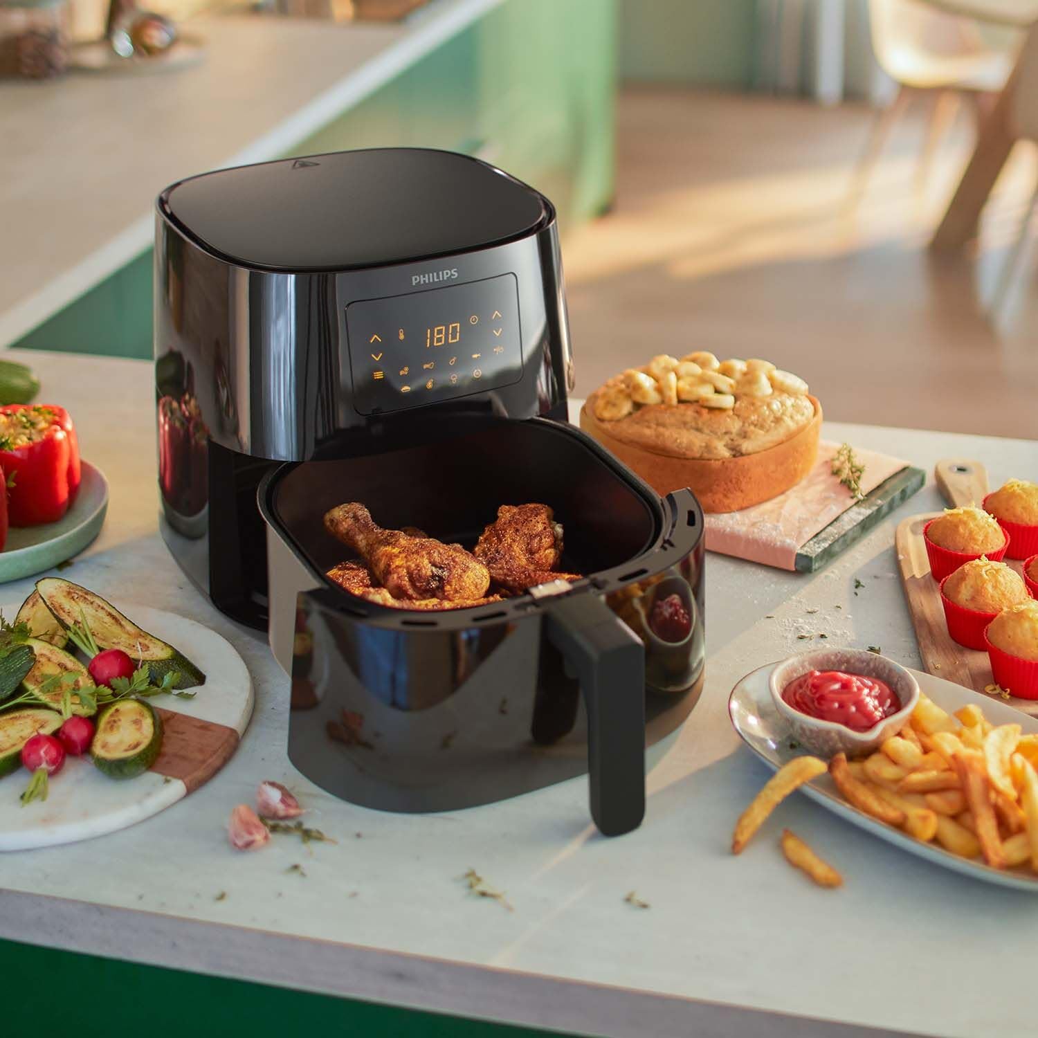 Philips Essential Airfryer Xl 2.65Lb/6.2L Capacity Digital Airfryer With Rapid Air Technology, Starfish Design, Easy Clean Baske