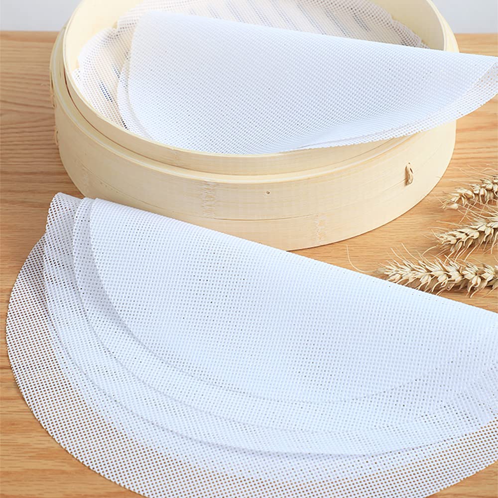 10 Pcs Silicone Steamer Mesh Mat 7 Inch Round Silicone Steamer Liners Mat Reusable Bun Steamer Pad Non-Stick Dim Sum Mesh For Ho