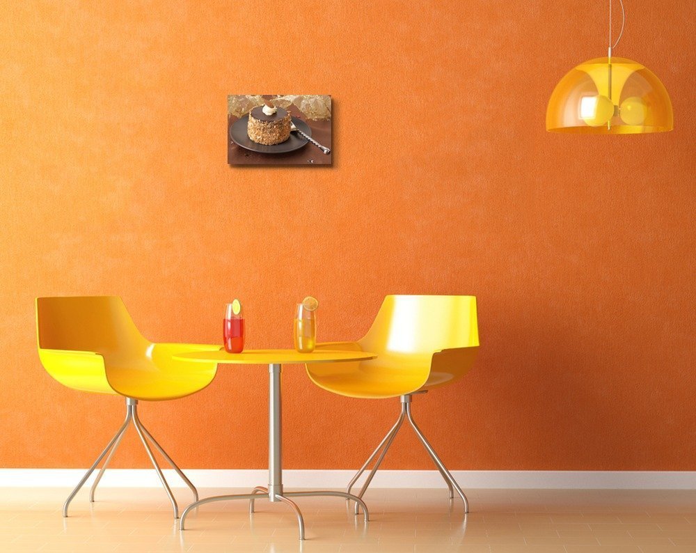 Canvas Prints Wall Art - Miniature Chocolate Meringue Cake With Cream And Almonds | Modern Wall Decor/Home Art Stretched Gallery