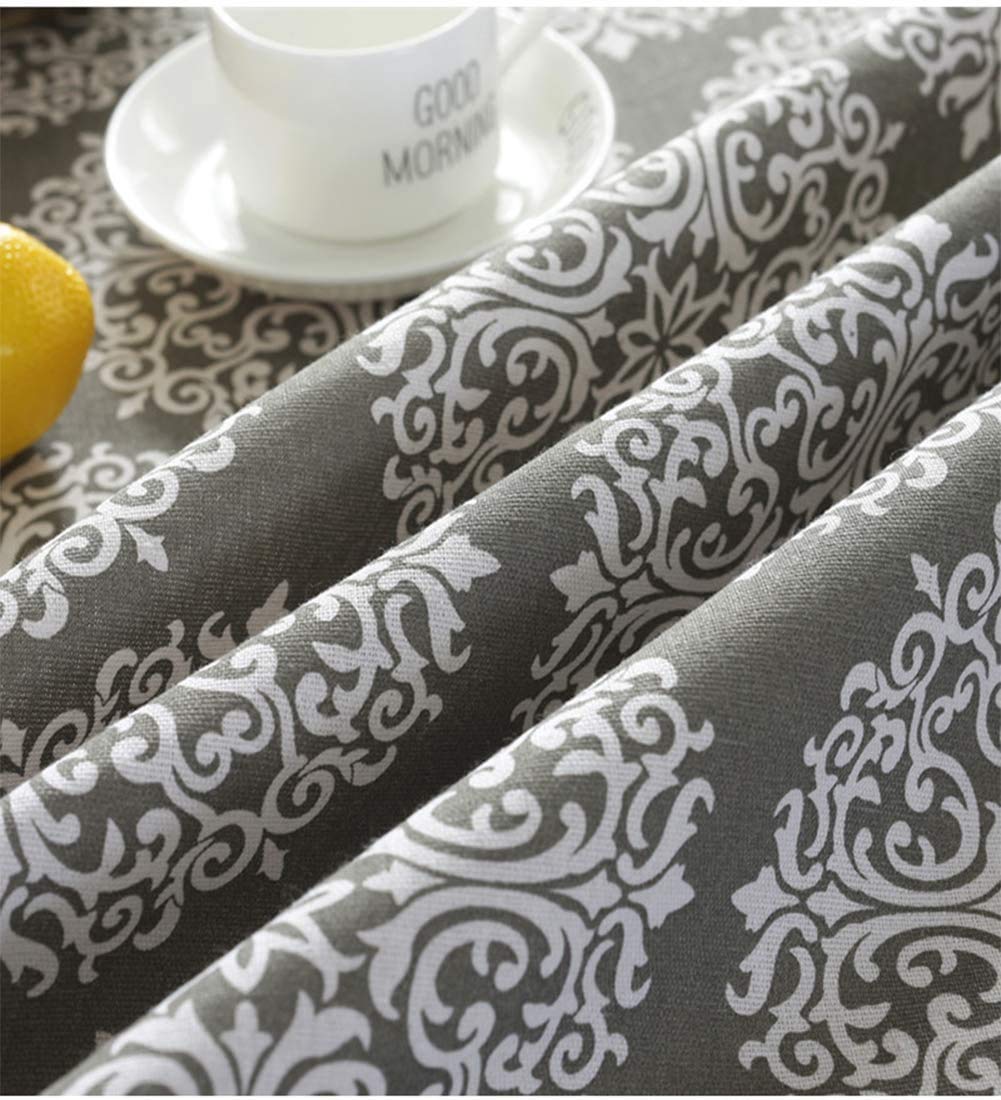 meioro Tablecloth Round Retro Tablecloths Grey Medallion Table Cloth Linen Table Cover for Dinner Home Restaurant Decor