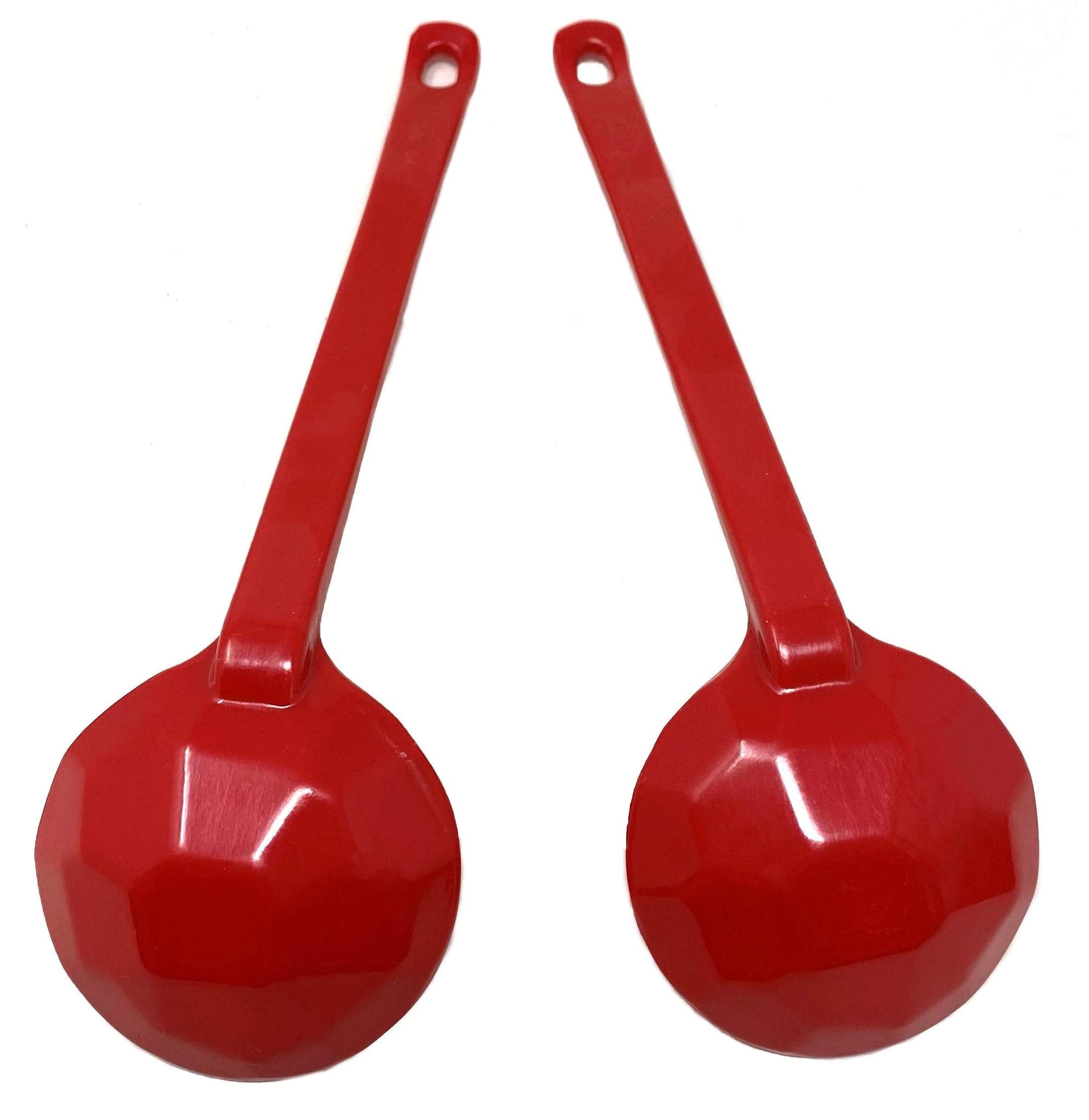 Tj Global Red Melamine Japanese Long Handle Spoons For Ramen, Soup, Hot Pot Eating, Mixing, Stirring 8.25 Inches (2 Spoons)