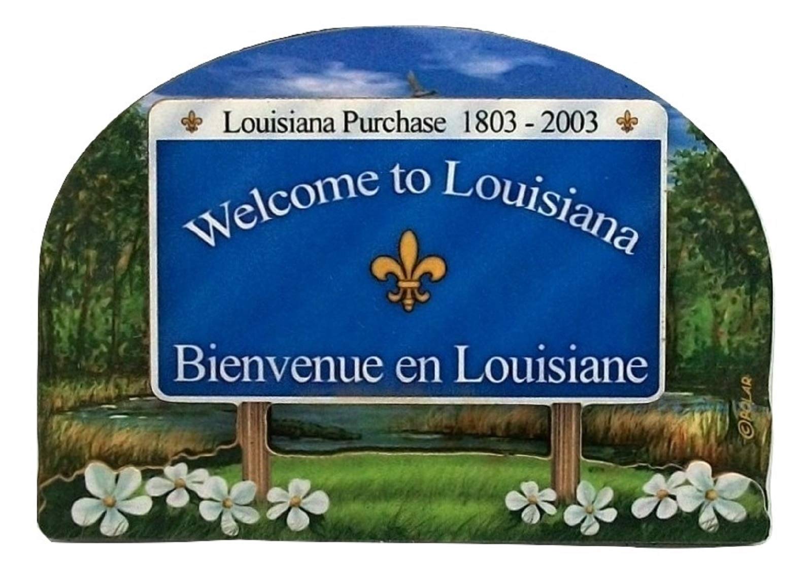 Louisiana State Welcome Sign Wood Fridge Magnet 2