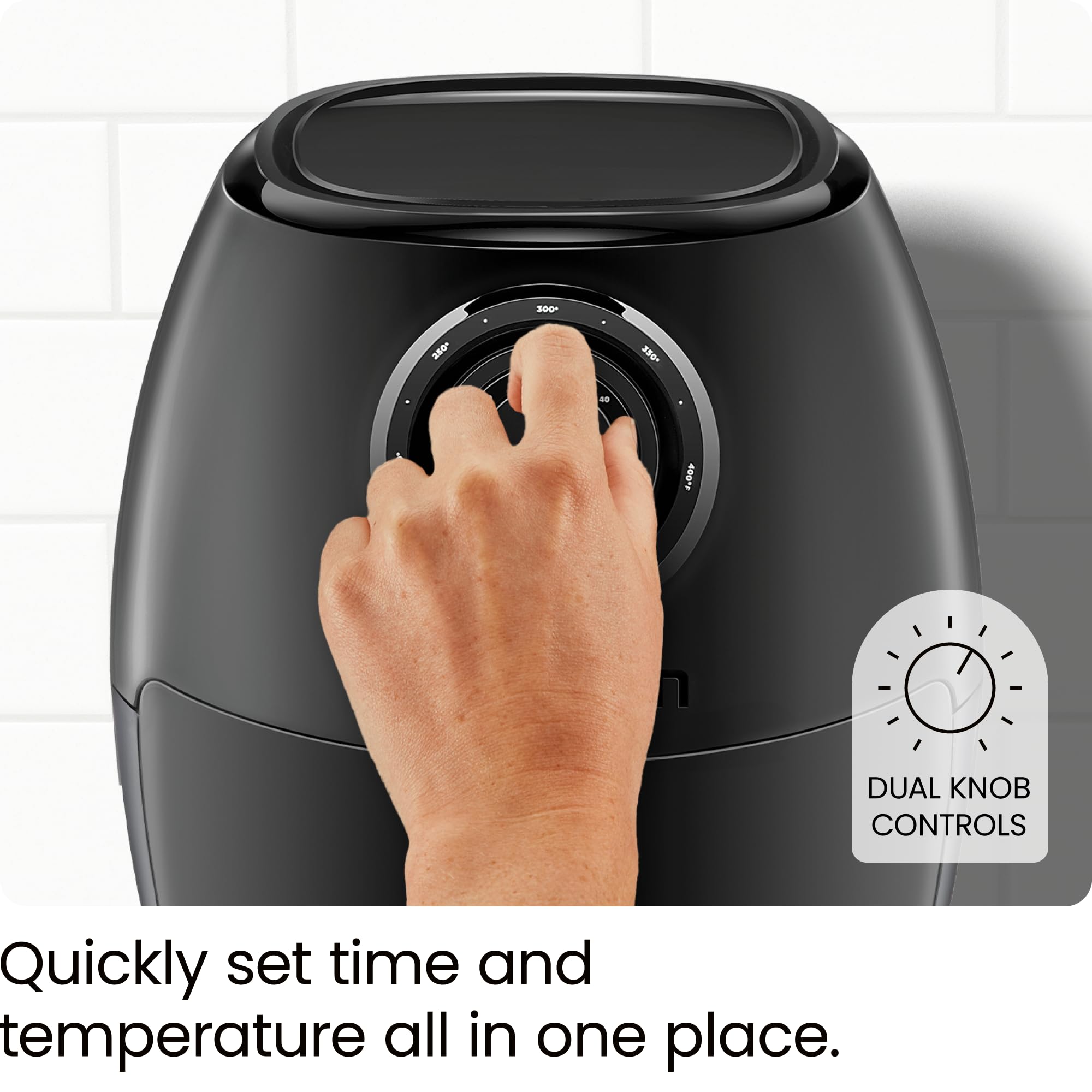 Chefman Small Air Fryer Healthy Cooking, 3.6 Qt, Nonstick, User Friendly And Dual Control Temperature, W/ 60 Minute Timer & Auto