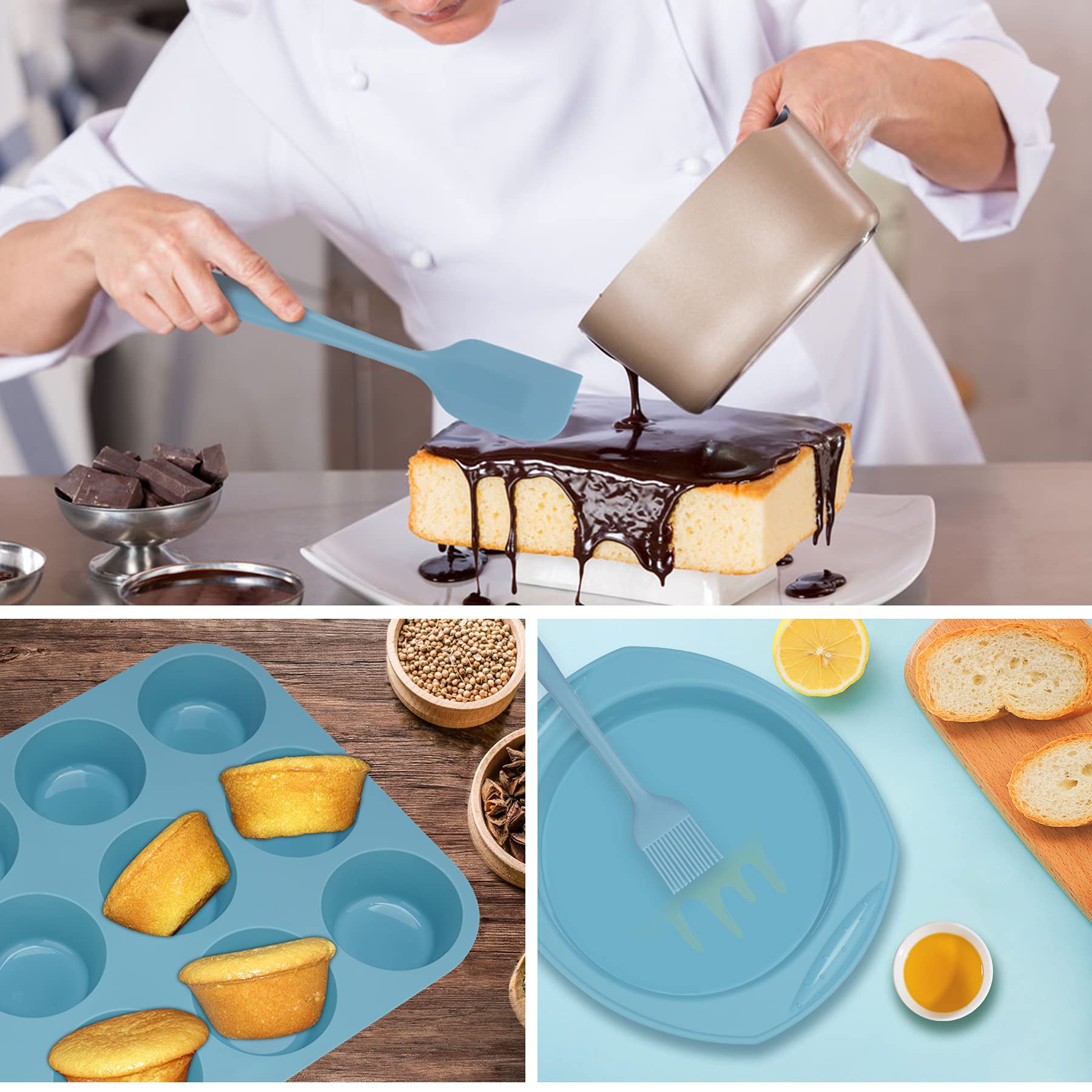 Economical 7In1 Nonstick Silicone Baking Cake Pan Cookie Sheet Molds Tray, Heat Resistant Bakeware Tools For Muffin Loaf Bread P