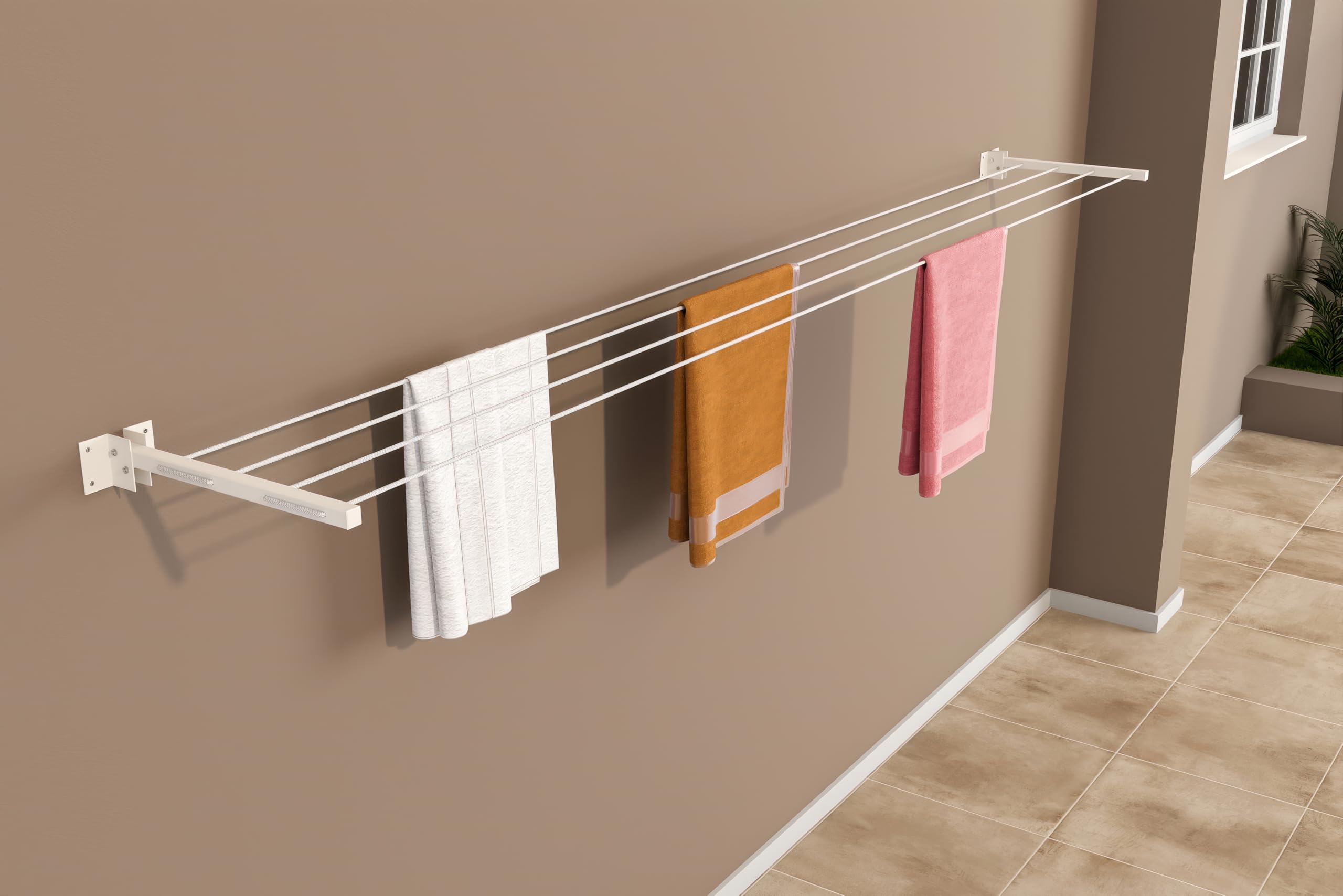 Amiraj Powder Coated Metal Clothes Drying Stand Wall Mounted/Cloth Dryer Stand/Clothes Hanger For Drying Clothes Foldable For Ho