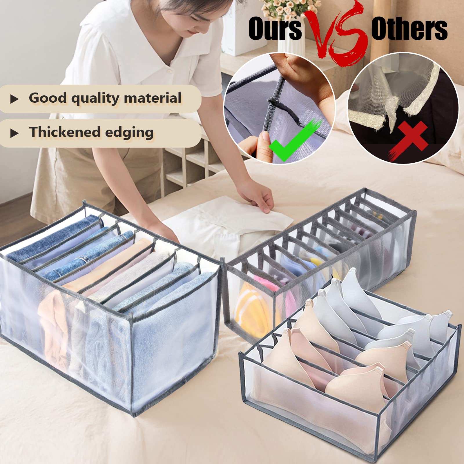 TIGARI Wardrobe Clothes Organizer, Underwear Organizer Bra Organizer, Baby Clothes Organizer, Underwear Drawer Organizer for Bed