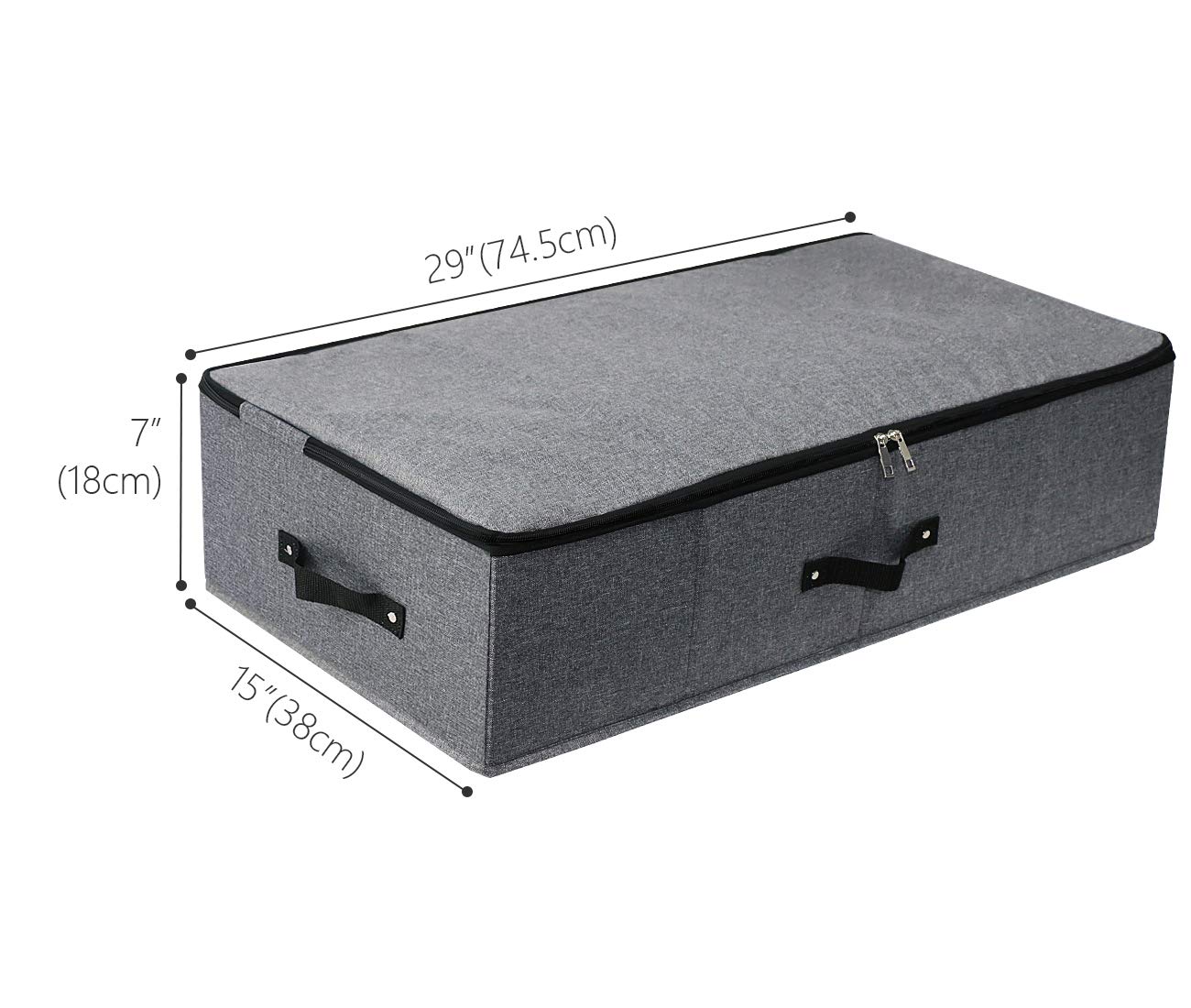 2PCS Foldable Under Bed Storage Box with Plastic Support Liner, Handles, Zipper lid, Blankets Clothes Comforters Storage Bin Org
