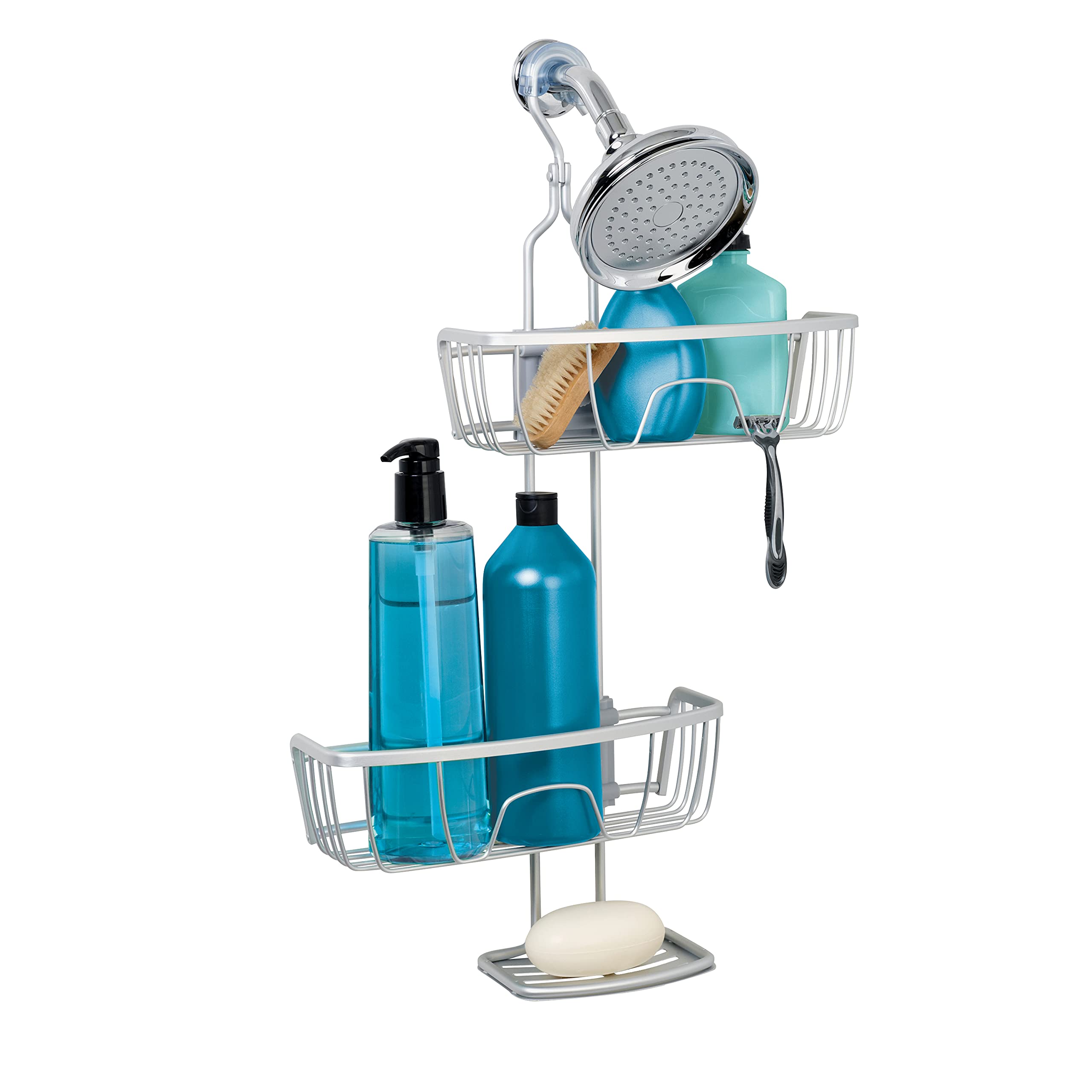 Zenna Home Neverrust Aluminum Adjustable Hanging Shower Caddy, Satin Chrome