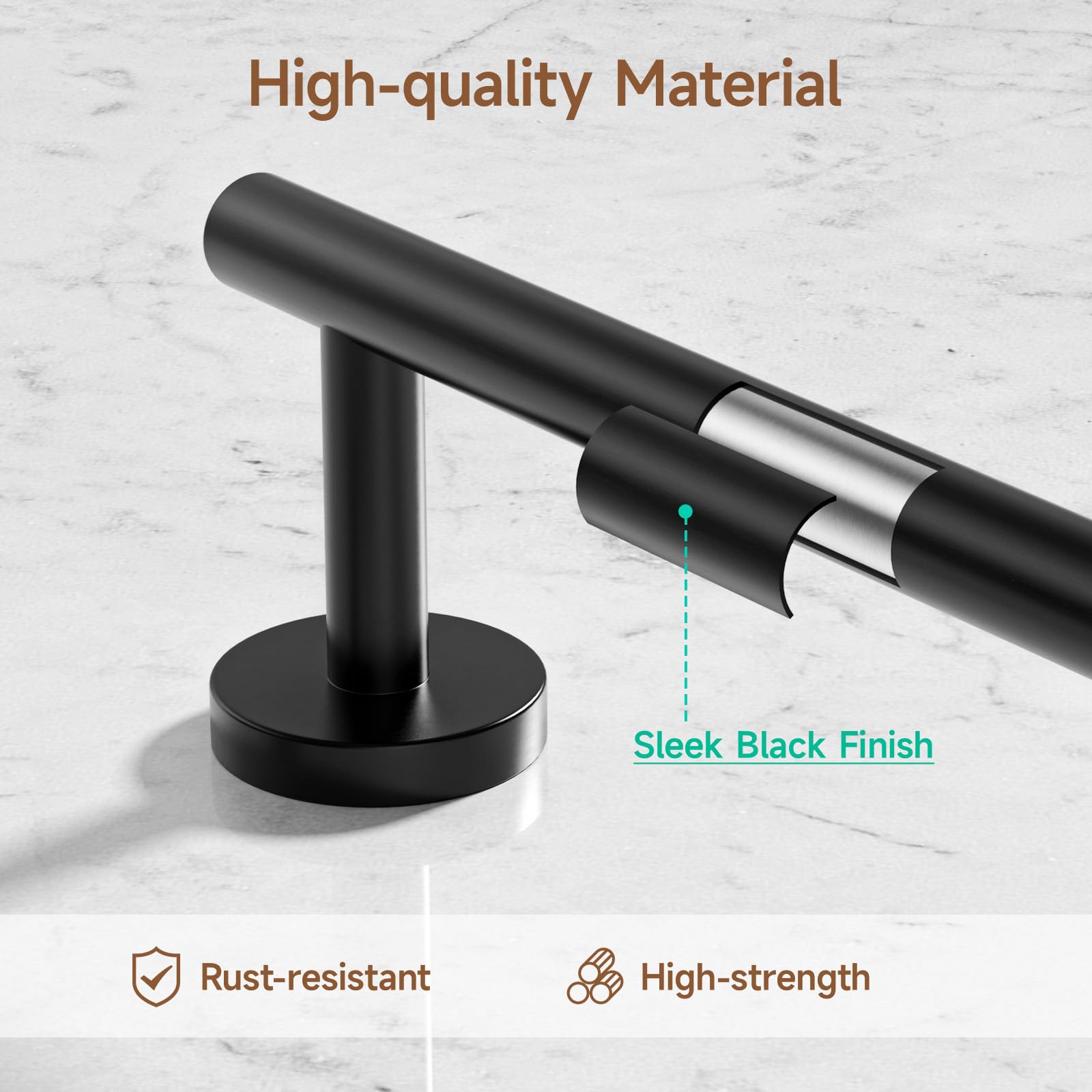 USHOWER Matte Black Toilet Paper Holder  Wall-Mounted Toilet Roll Holder for Bathroom  Durable SUS304 Stainless Steel  Modern Style
