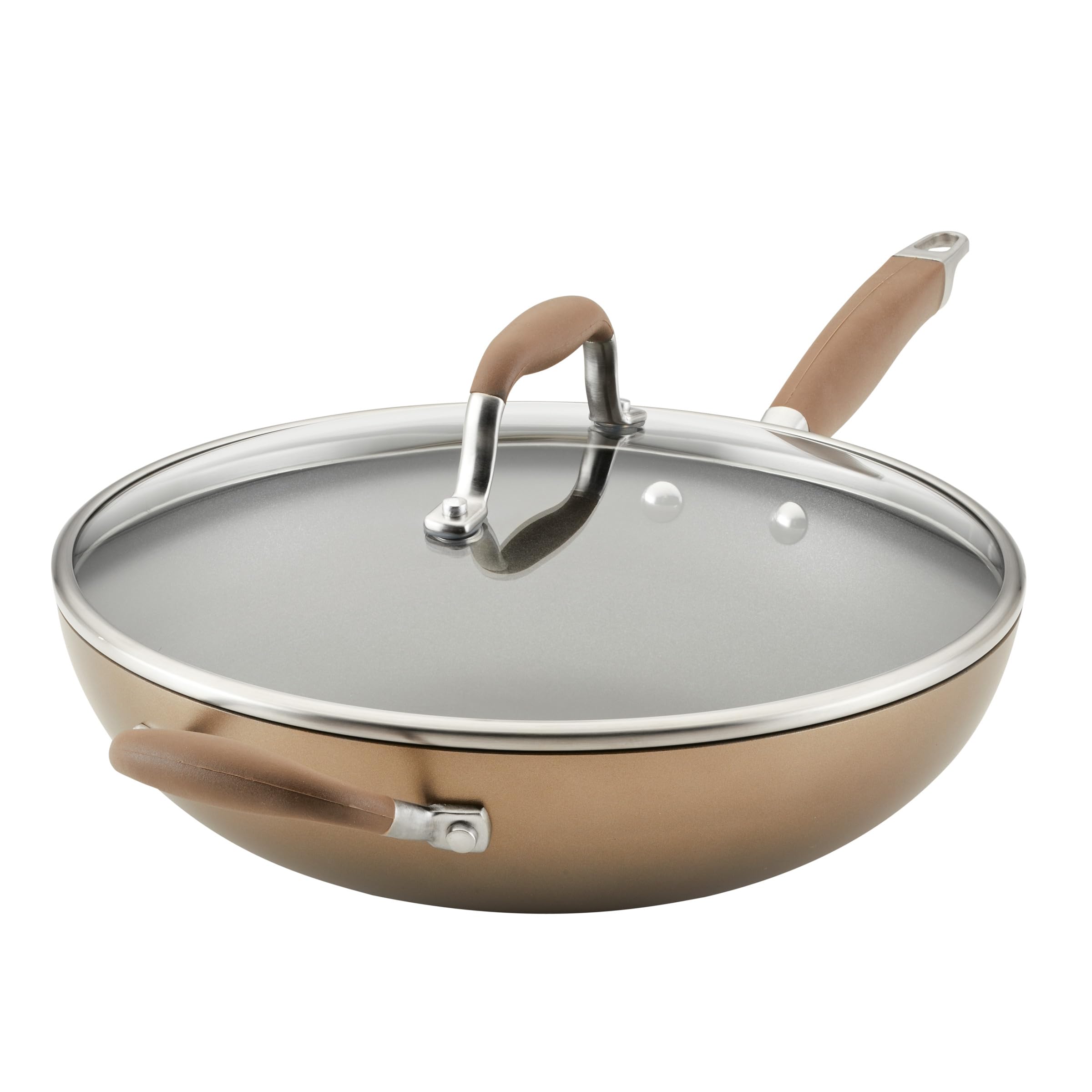 Anolon Advanced Home Hard Anodized Nonstick Deep Frying Skillet with Lid, 12-Inch Ultimate Pan, Bronze