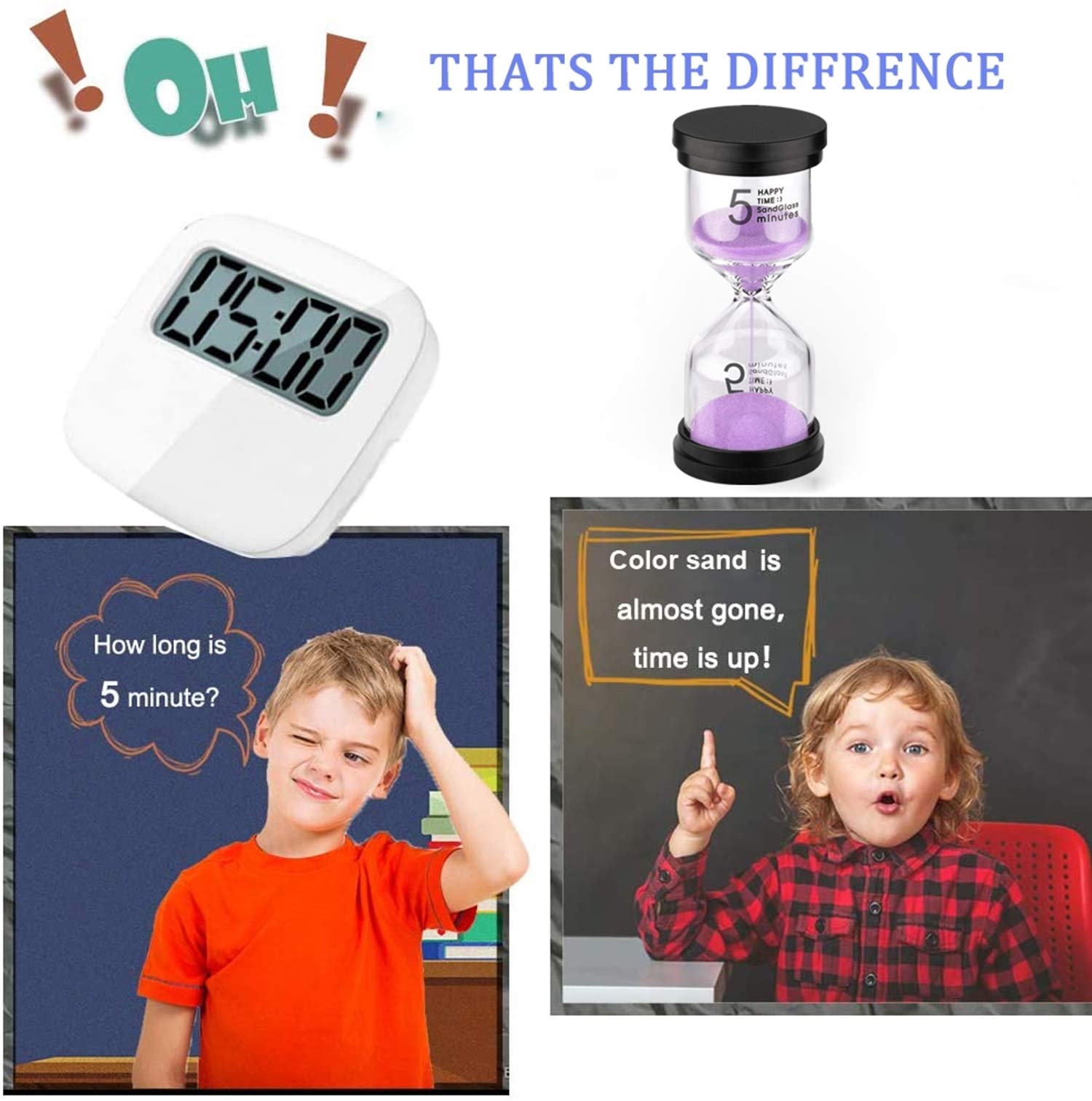 Suliao Hourglass 1 Minute Sand Timer: Colorful Sand Watch 1 Min, Purple Sand Clock, Small Reloj De Arena 1 Minuto, Plastic Hour