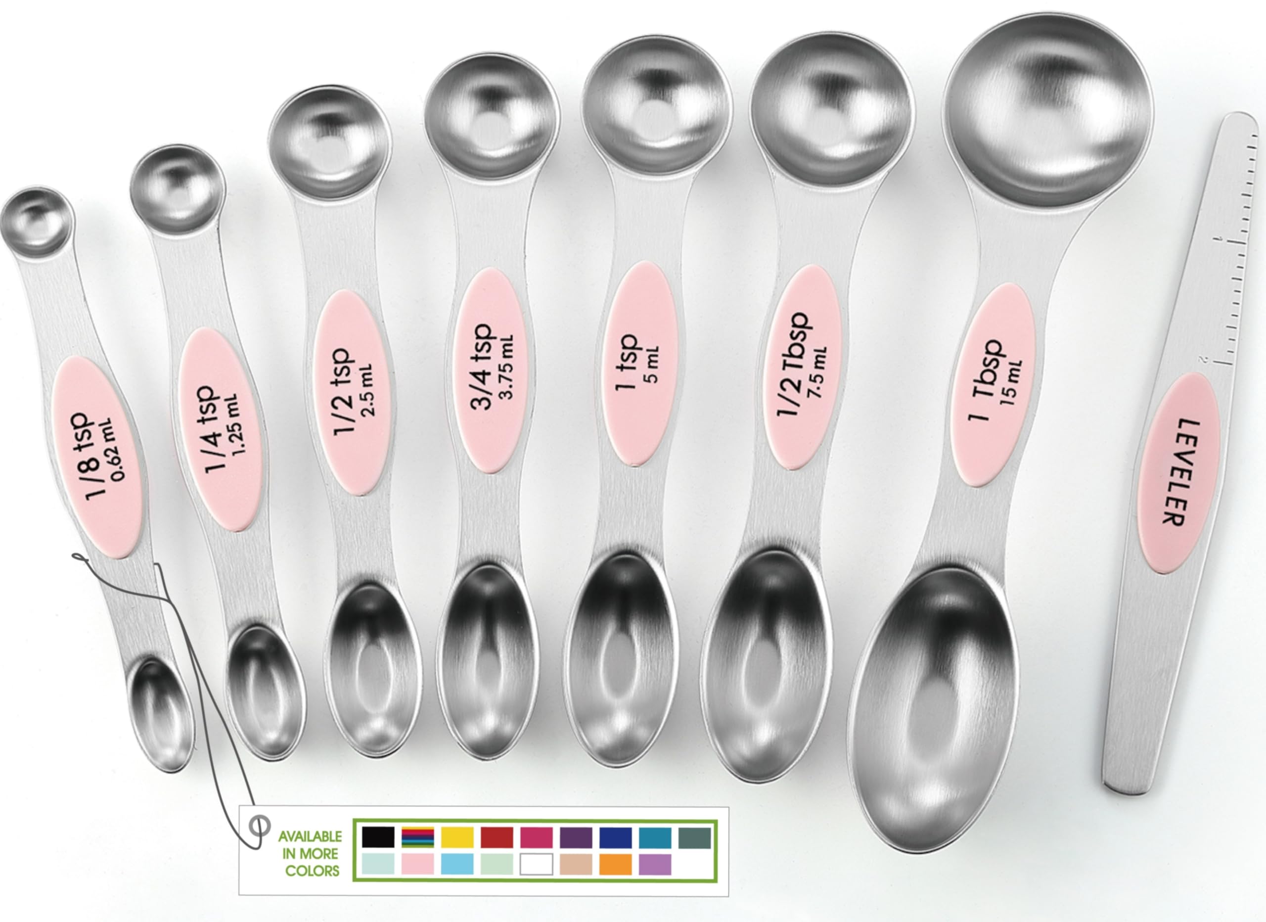 Spring Chef Stainless Steel Magnetic Measuring Spoons Set Of 8 With Leveler, Dual Sided Teaspoon & Tablespoon Measuring Spoons W