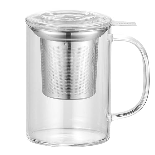 Enindel 3020.05 Glass Tea Mug with Infuser and Lid  Tea Cup  Clear  20 OZ  GM005