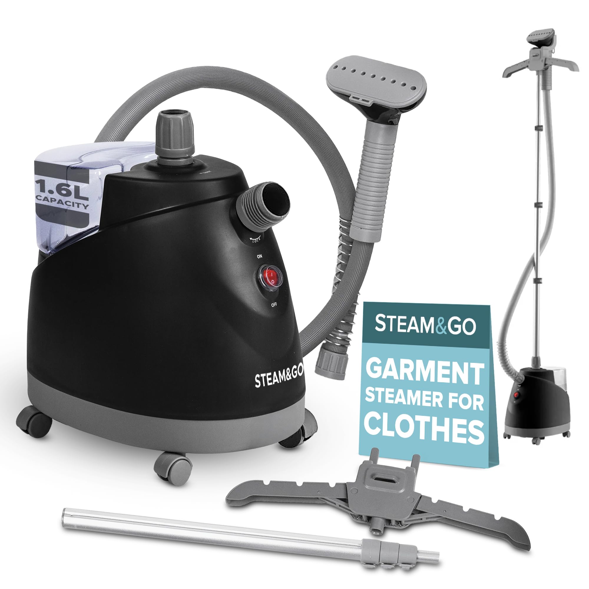 Steam & Go - The Rival Handheld Steamer - Upright Fabric Steamer for Clothes, Garments, Curtains, Bedding & Upholstery - Quick-H