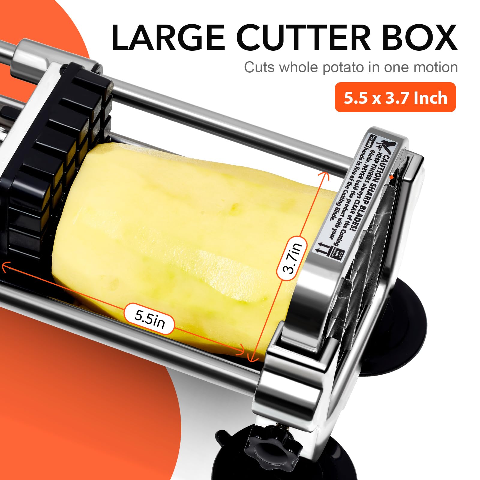 Befano French Fry Cutter, Stainless Steel Potato Cutter With 1/2 Inch And 3/8 Inch Blades, Commercial French Fries Slicer For Wh