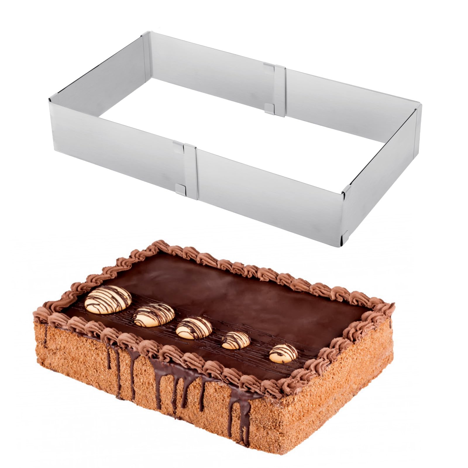 Stainless Steel Cake Mold Adjustable Cake Ring from 5.9 to 11, Square Shaped Mousse Cake Cutter Baking Mold Pastry Baking Tool