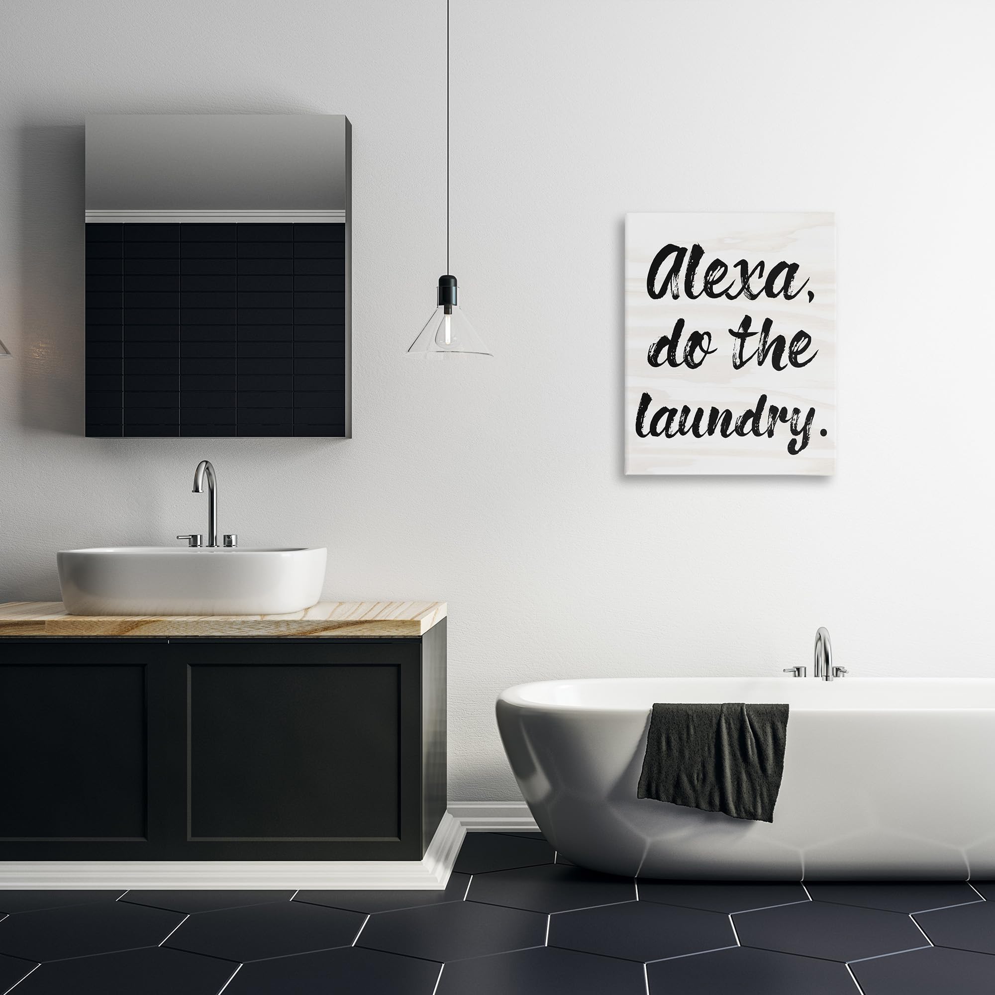 Stupell Industries Alexa Do The Laundry Black And White Brush Typography Canvas Wall Art, 24X30, Multicolor