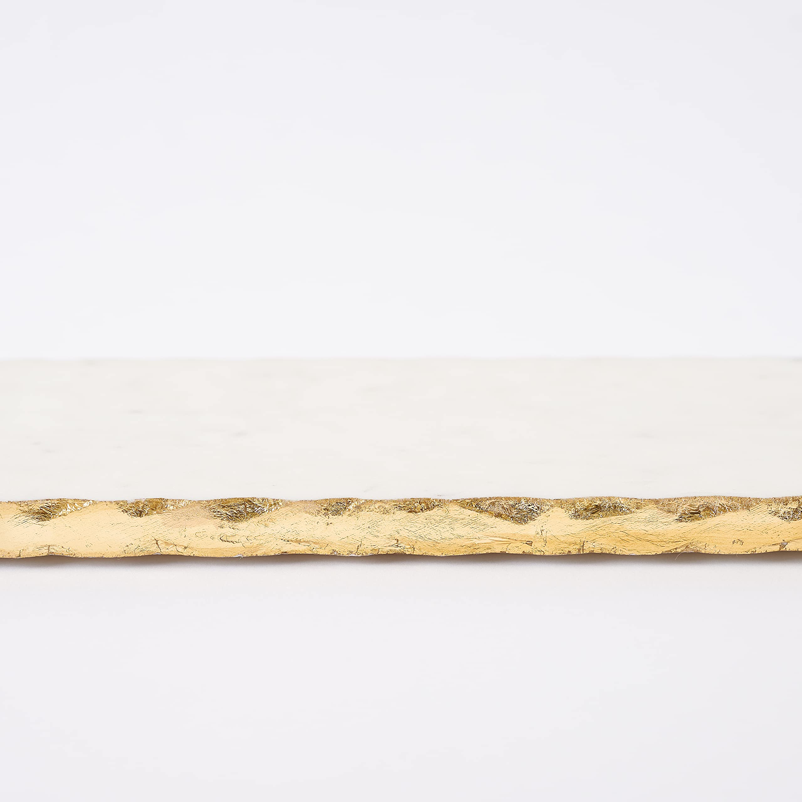 Mud Pie - 40700003 Mud Pie Marble And Gold Edge Hostess Set Serving Platter, One Size, White