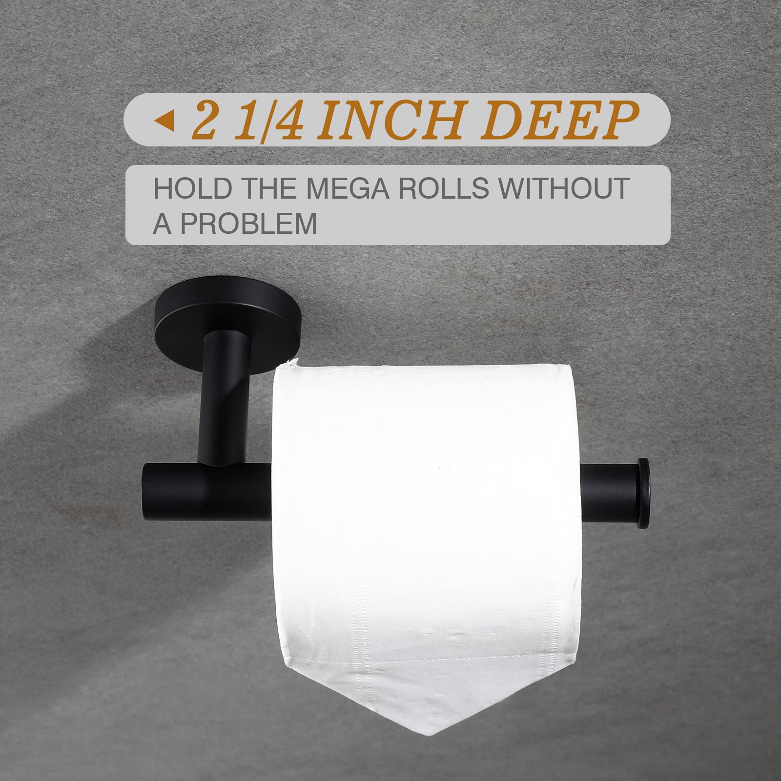 USHOWER Matte Black Toilet Paper Holder  Wall-Mounted Toilet Roll Holder for Bathroom  Durable SUS304 Stainless Steel  Modern Style