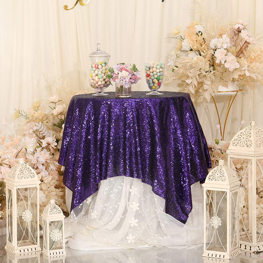 Eternal Beauty Sequin Tablecloth,Sparkly Table Cloth For Wedding Party, Christmas Decorations Square Glitter Tablecloth (48''X48