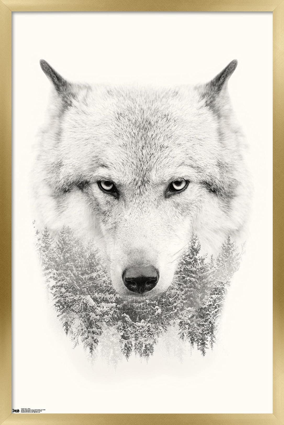 Trends International Wolf - Trees Wall Poster, 22.375'' X 34'', Gold Framed Version