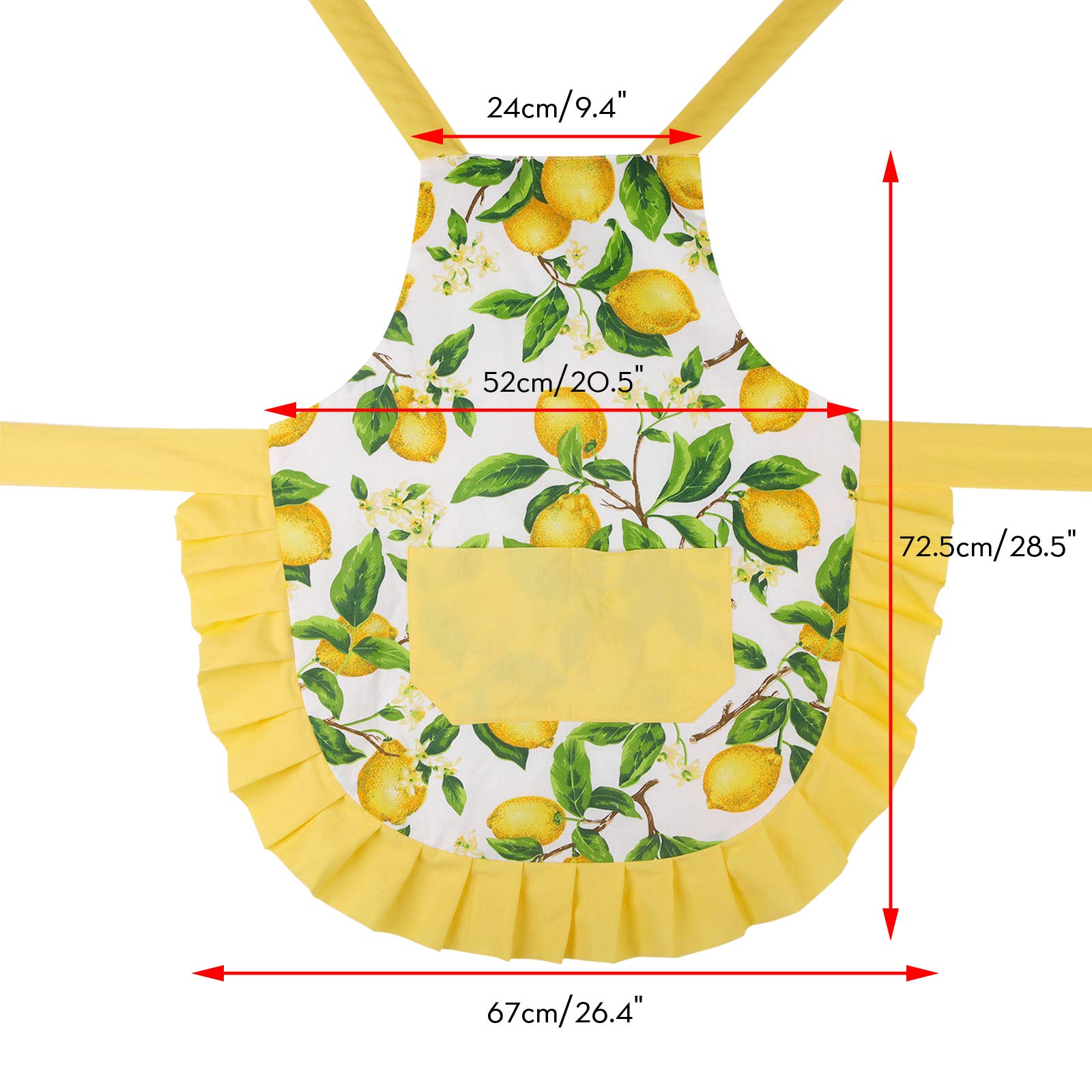 G2Plus Thick Lemon Cotton Apron, Kitchen Apron For Women, Adjustable Cooking Apron With Pocket For Baking, Garden, Christmas