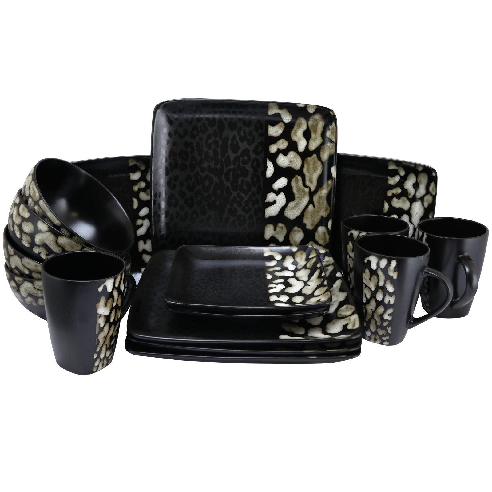 Elama ELM-SAVANNAH-BNDL18-AD Savannah 16 Piece Stoneware Dinnerware Set, 16pc