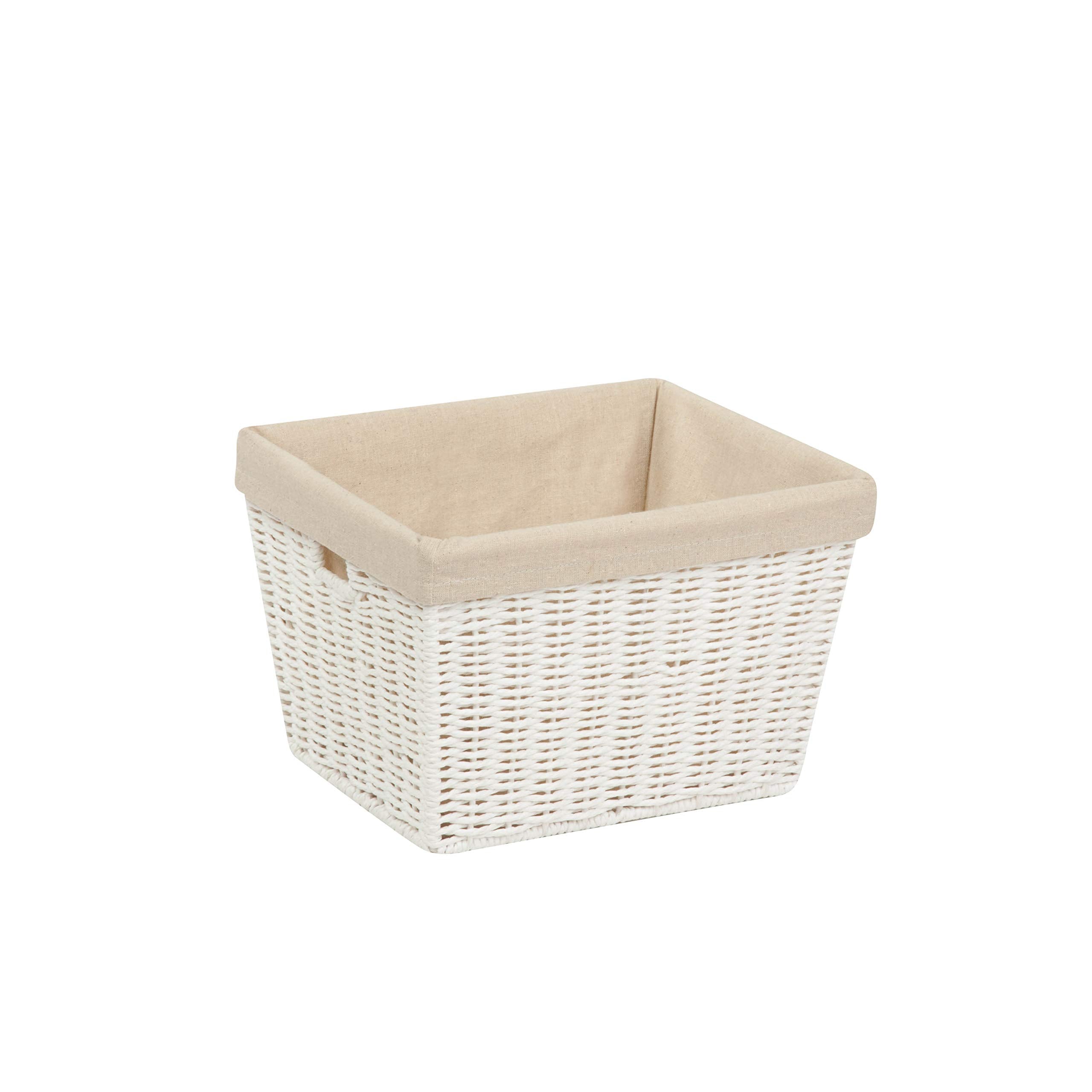Honey-Can-Do Sto-03560 Parchment Cord Basket With Handles And Liner, White, 10 X 12 X 8 Inches