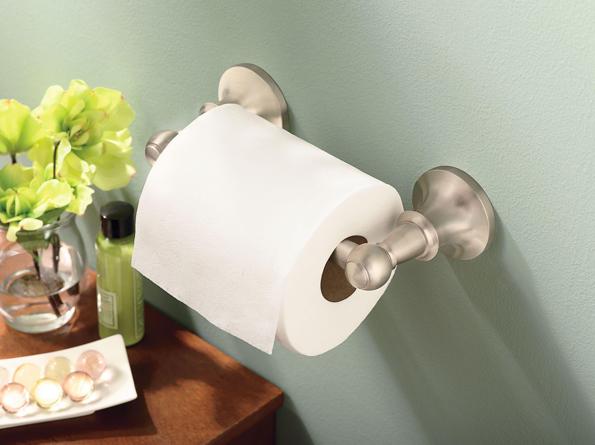 Moen DN4408BN Vale Double Post Pivoting Toilet Paper Holder  Brushed Nickel