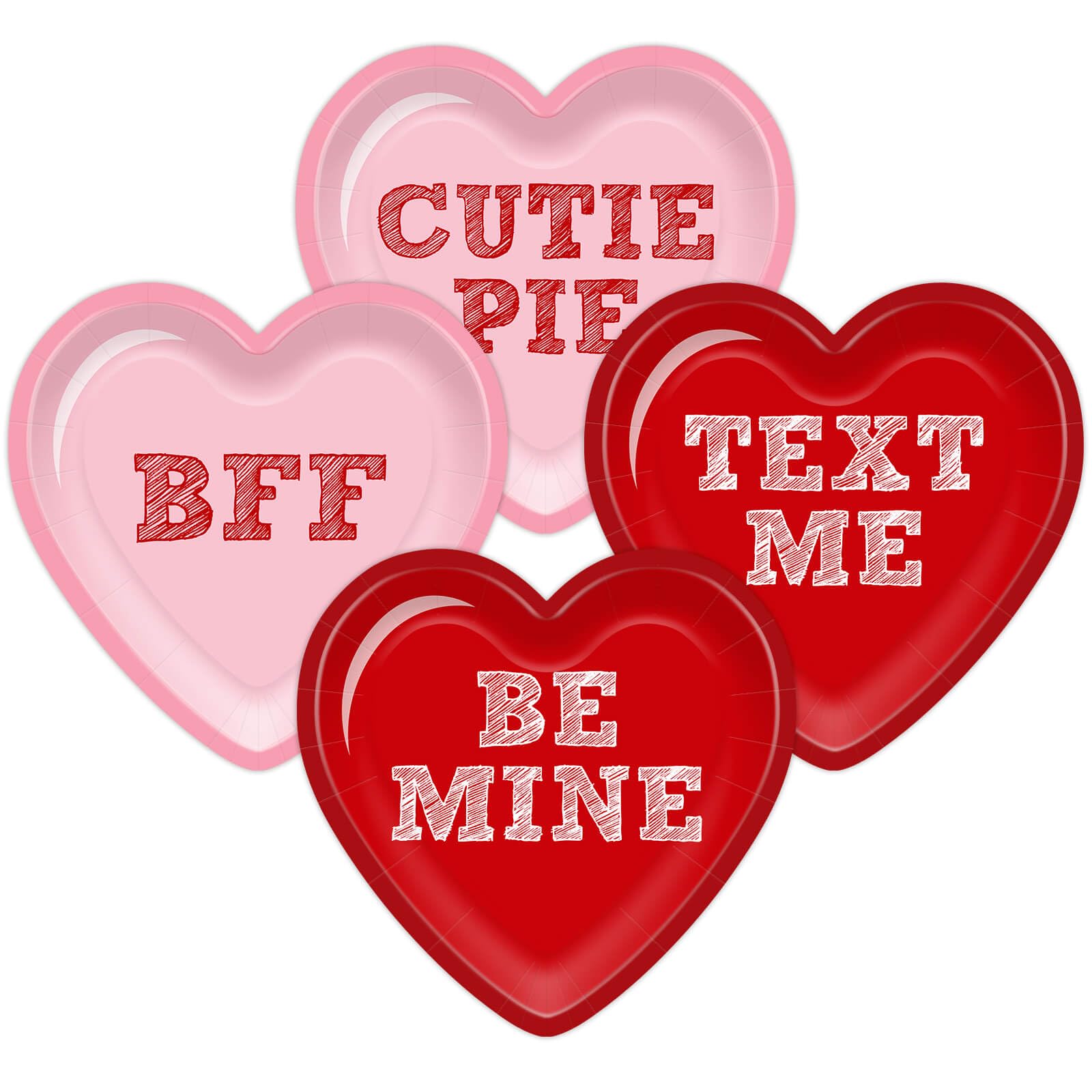 Aysimple 60Pcs Happy Valentines Day Paper Plates Conversation Heart Red Pink Disposable 9 Inch Heart Shaped Dessert Plates Table