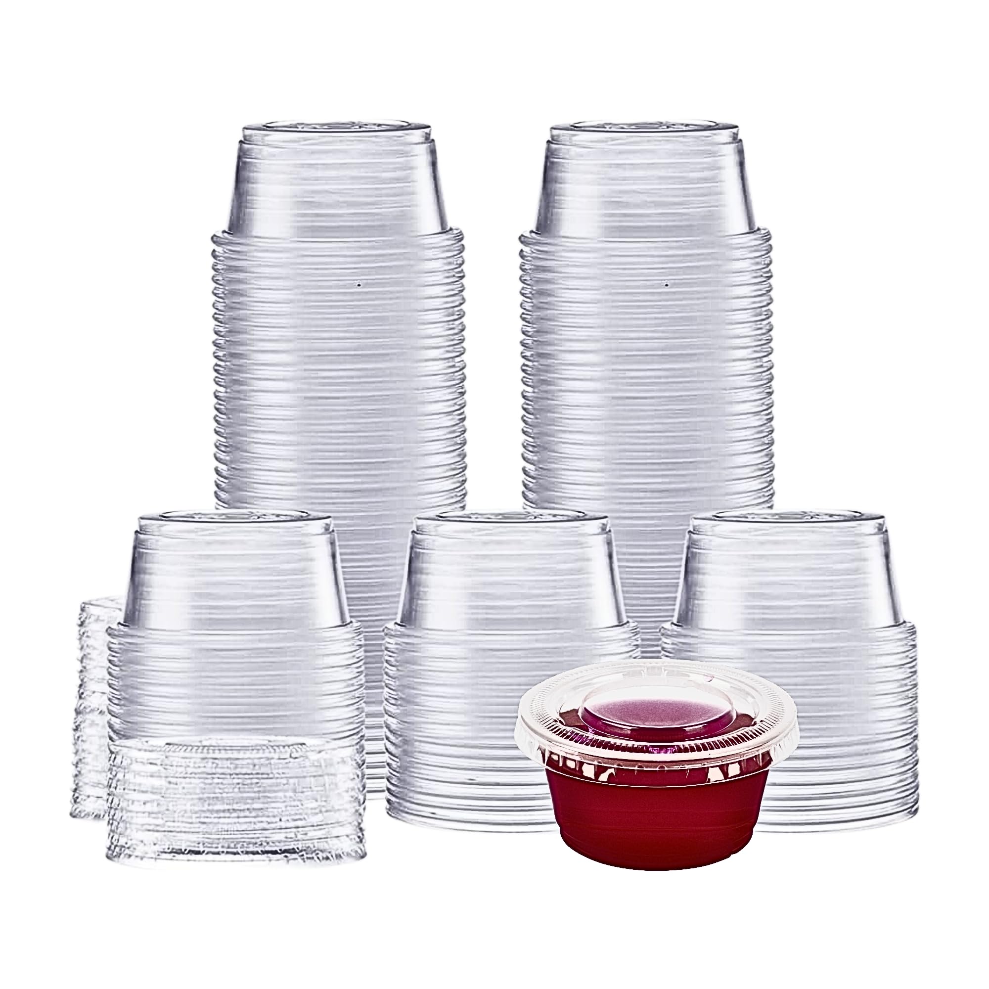 Green Direct 2 oz Disposable Jello Shot Cups with Lids  Pack of 100  Leakproof Condiment Containers for Souffle  Dressings  and More!