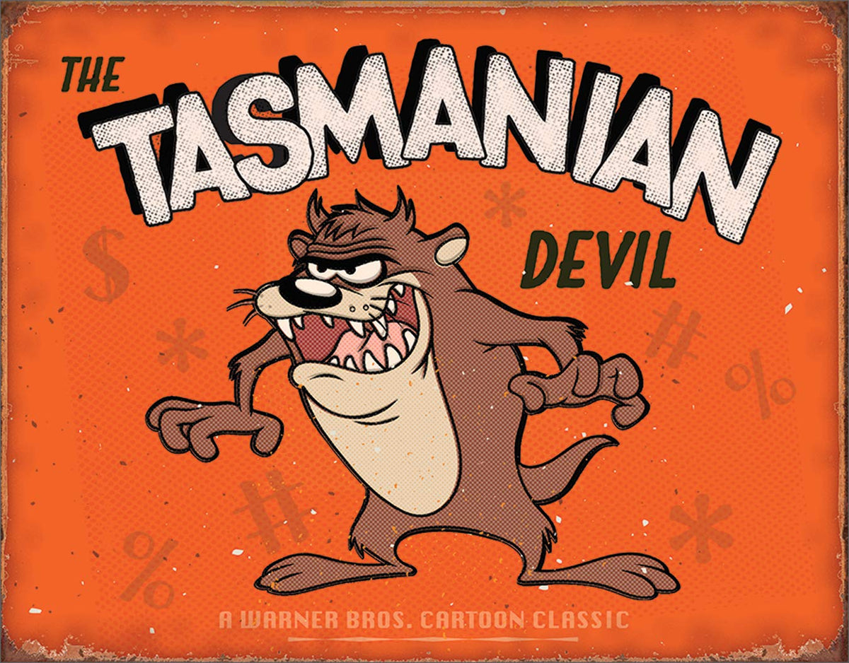 Desperate Enterprises Tasmanian Devil Tin Sign, 16'' W X 12.5'' H
