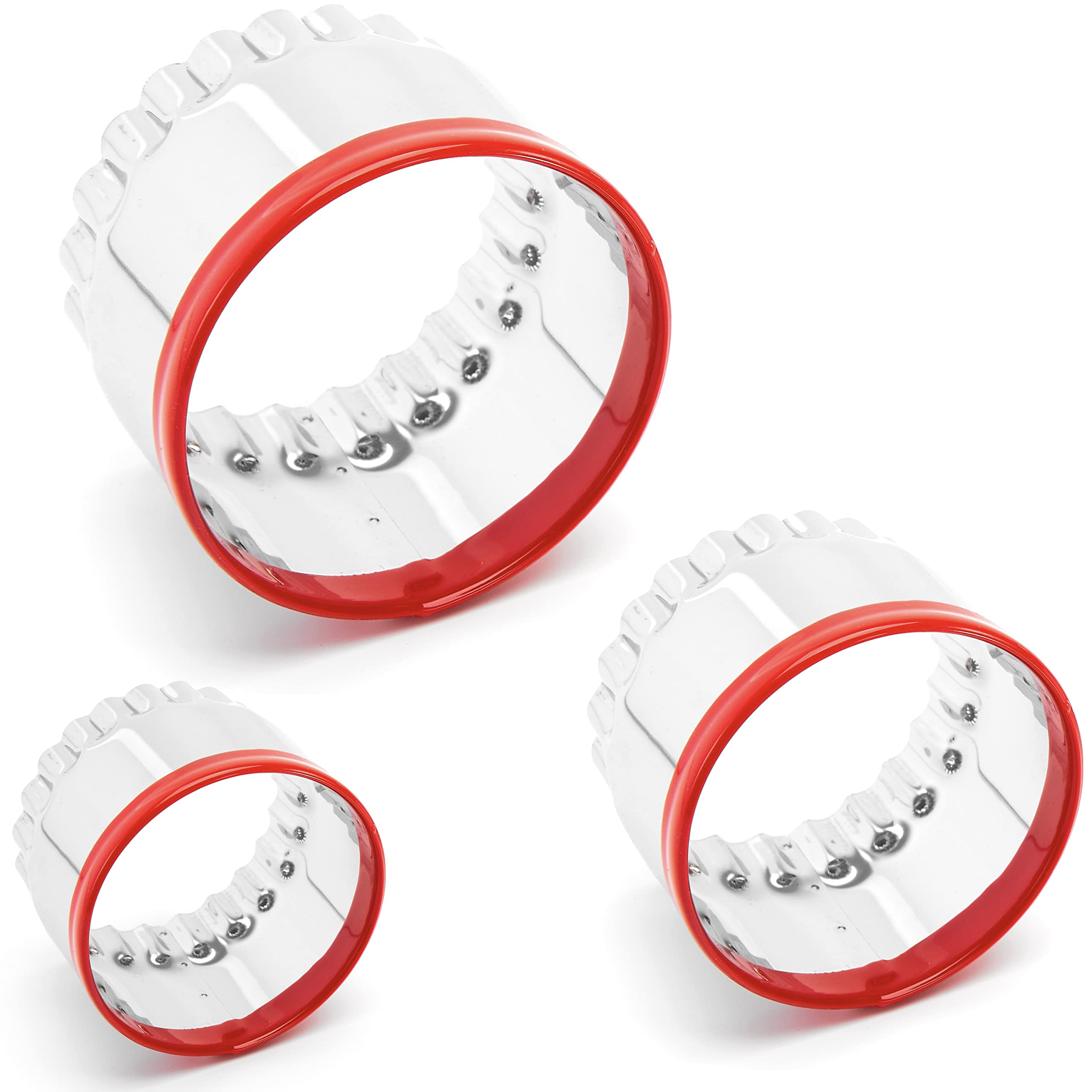 3Pcs Large Biscuit Cutter 3'', 4'', 5'', Fluted Round Cookie Cutters For Baking, Sandwiches Cutter, Scone Cutter, Coated With So