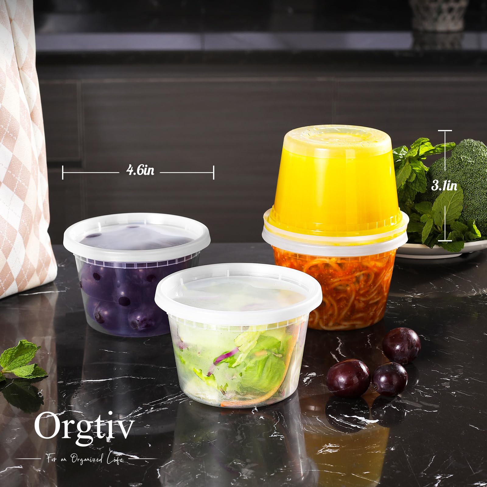 Orgtiv [60 Sets 16Oz Deli Containers With Lids,Plastic Storage Containers With Lids,Freezer To Go Containers