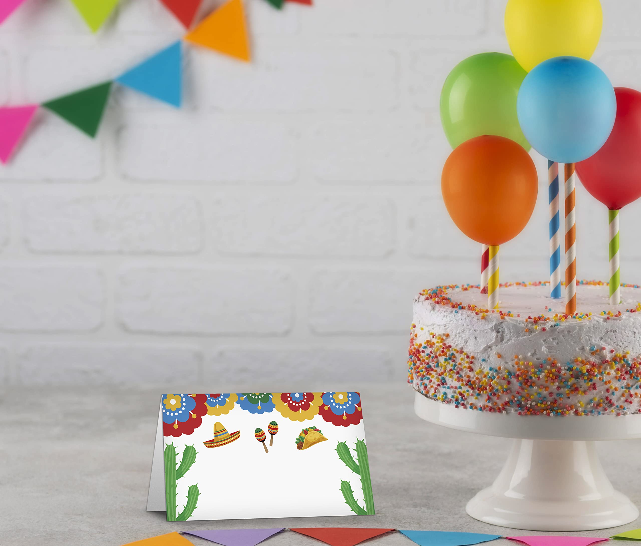 Table Place Card, Mexican Party Themed Tent Style Cards, Pack Of 25 Half-Fold Reception Place Card, Perfect For Mexican Fiesta P
