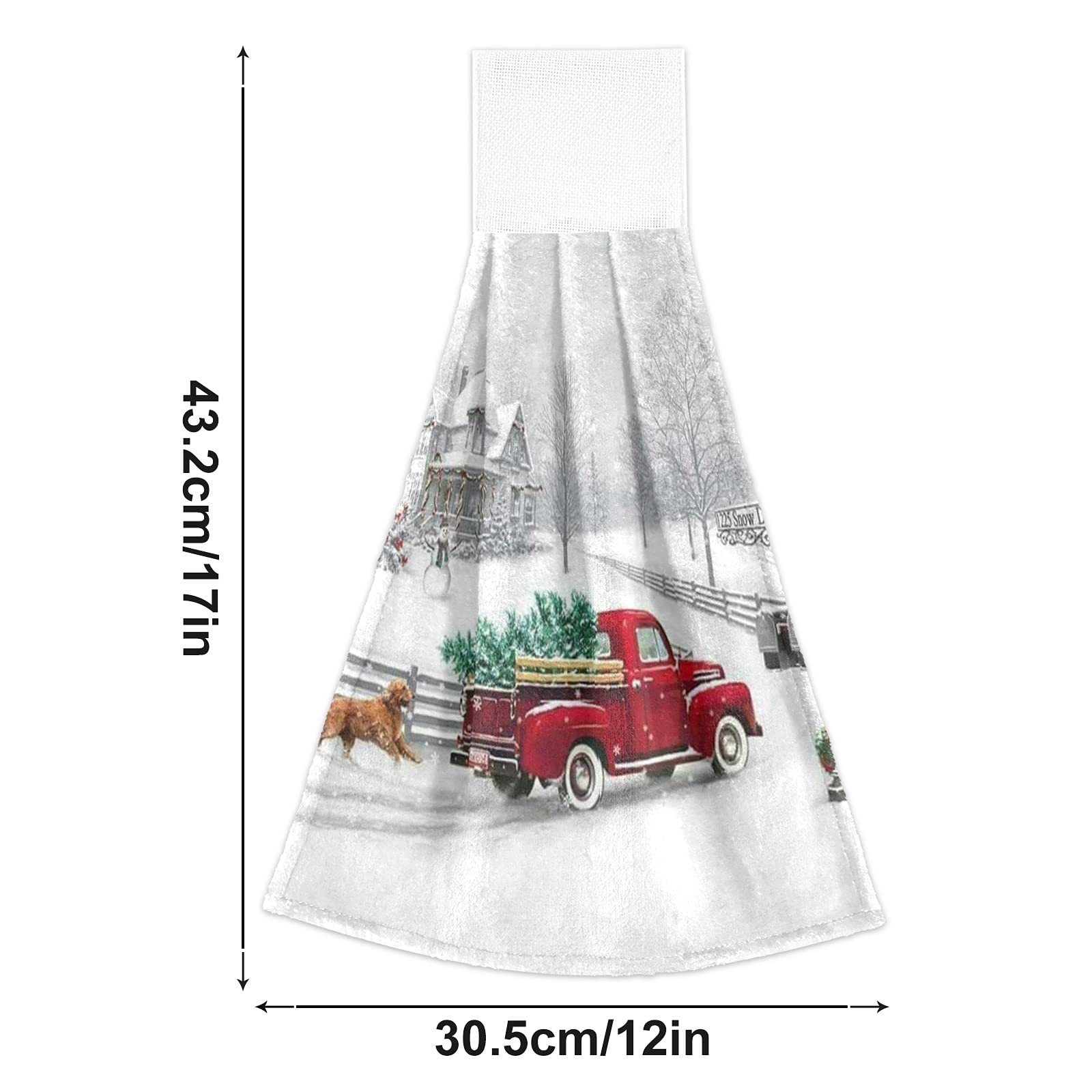 Boccsty Christmas Winter Truck Hanging Kitchen Towels 2 Pcs Winter Snowflake Hand Bath Towels Tie Towels Tea Bar Towels for Bathroom Farmhouse Housewarming Tabletop Home Decor