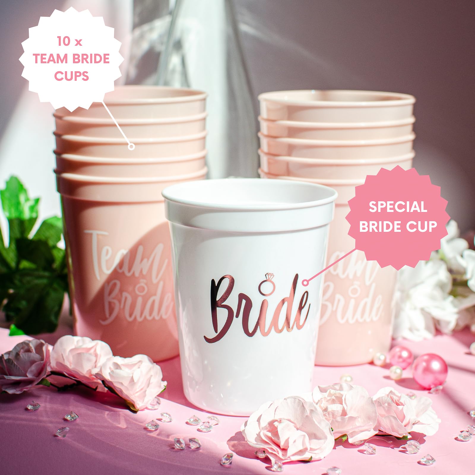 Team Bride Bachelorette Party Cups - Bride Cup & Bridesmaid Cups Bachelorette Party Decorations - Reusable Bachelorette Cups For