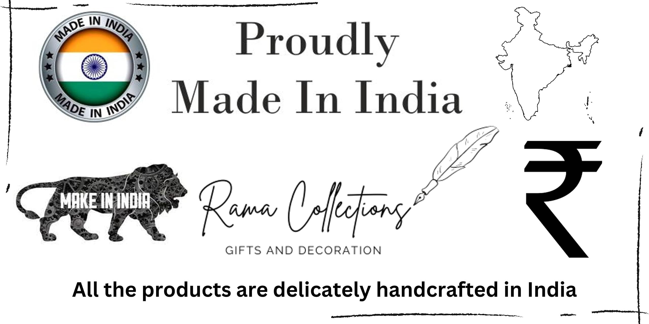 Rama Collections 13 Handicraft Marble Dust Ganesha Idol, Ganpati, Vinayak, White & Golden Color Ganesh Ji Ki Murti Statue/Idol F