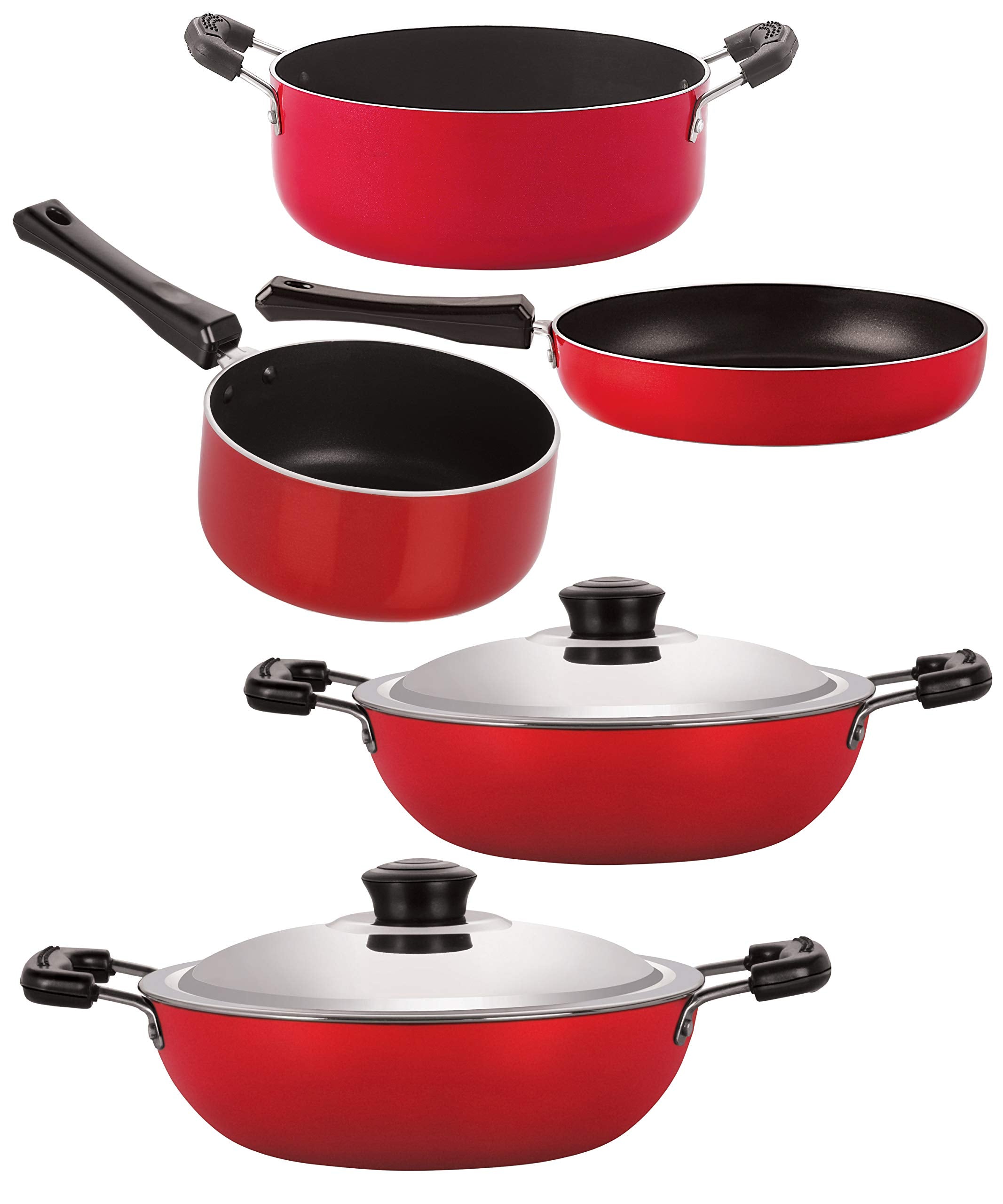 Nirlon NonStick 5 Piece NonInduction Dishwasher Safe Kitchen Cooking Utensils Combo Item Gift Set With Bakelite Handle