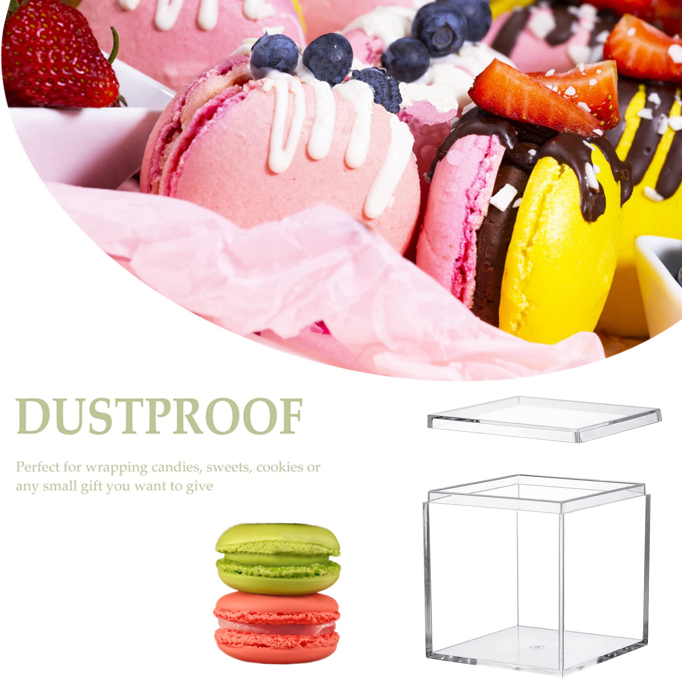 KissYou Acrylic Box Clear Square Cube 12 Pieces Jewelry Storage Contanier Small Plastic Halloween Candy Boxes Jewelry Containers