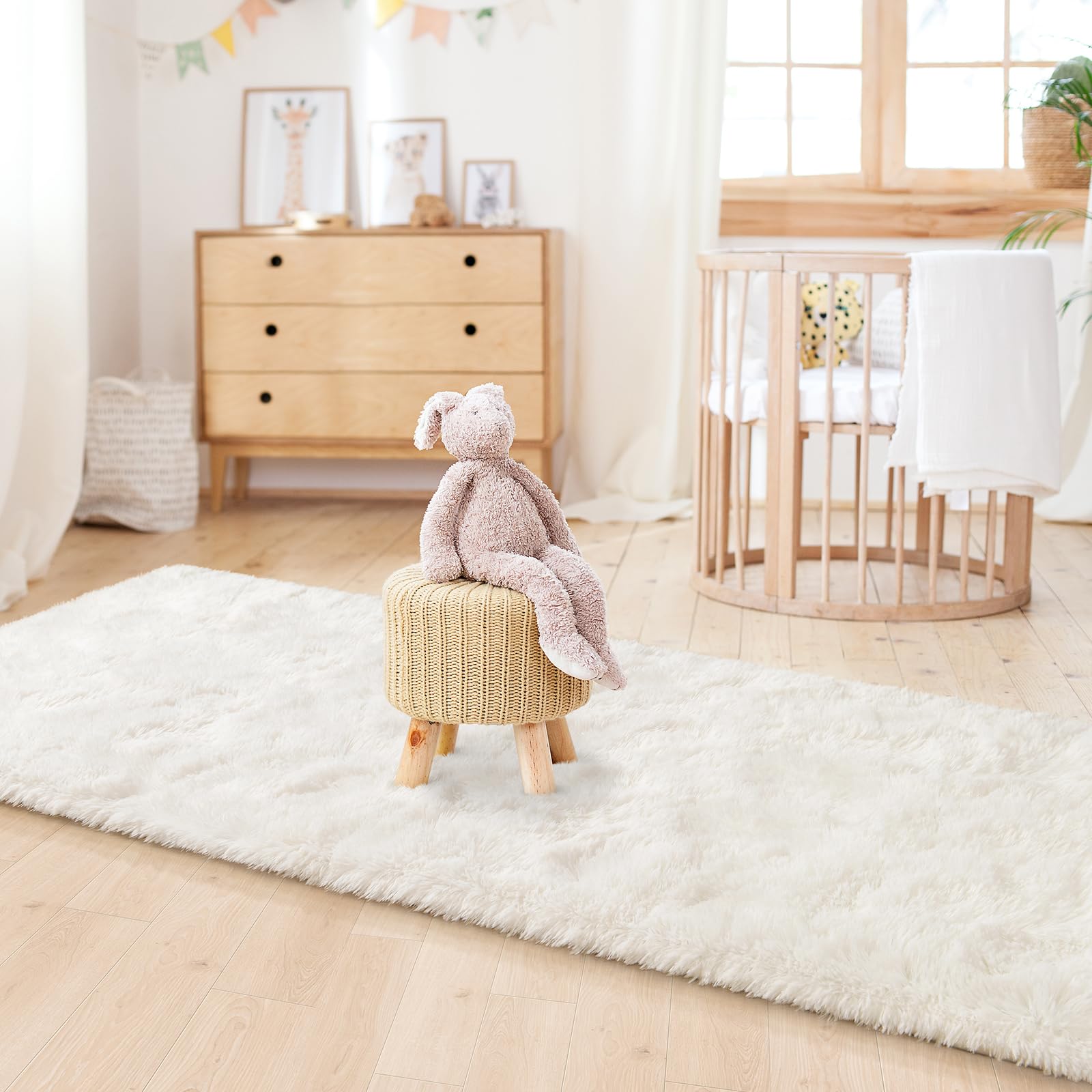 LOCHAS Ultra Soft Indoor Modern Area Rugs 2x8, Fluffy Living Room Carpets for Children Bedroom Home Decor Nursery Rug, Cream