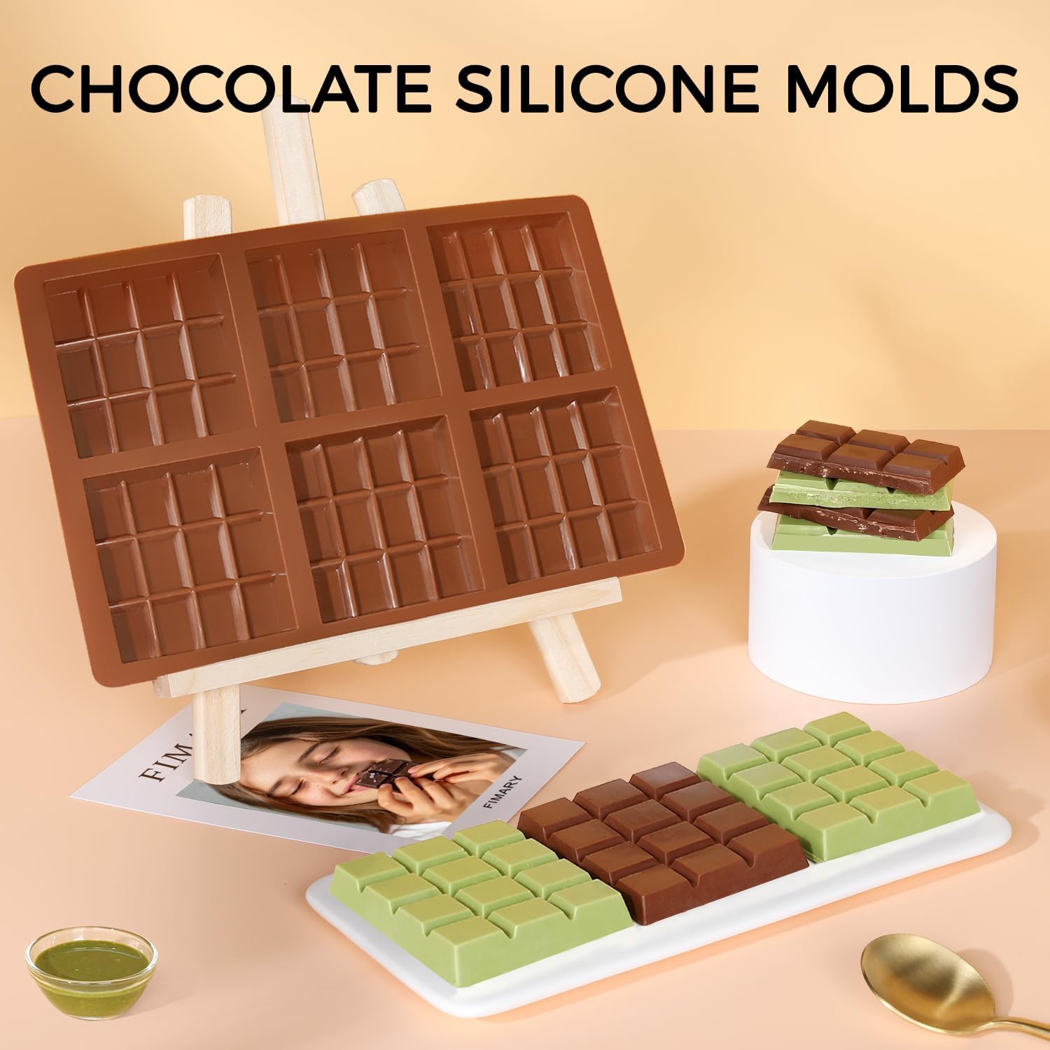 Fimary Silicone Molds for Chocolate  6 Cell 12 Section Rectangle Section Chocolate Bar Molds Flexible Wax Melt Mold  Pack of 1