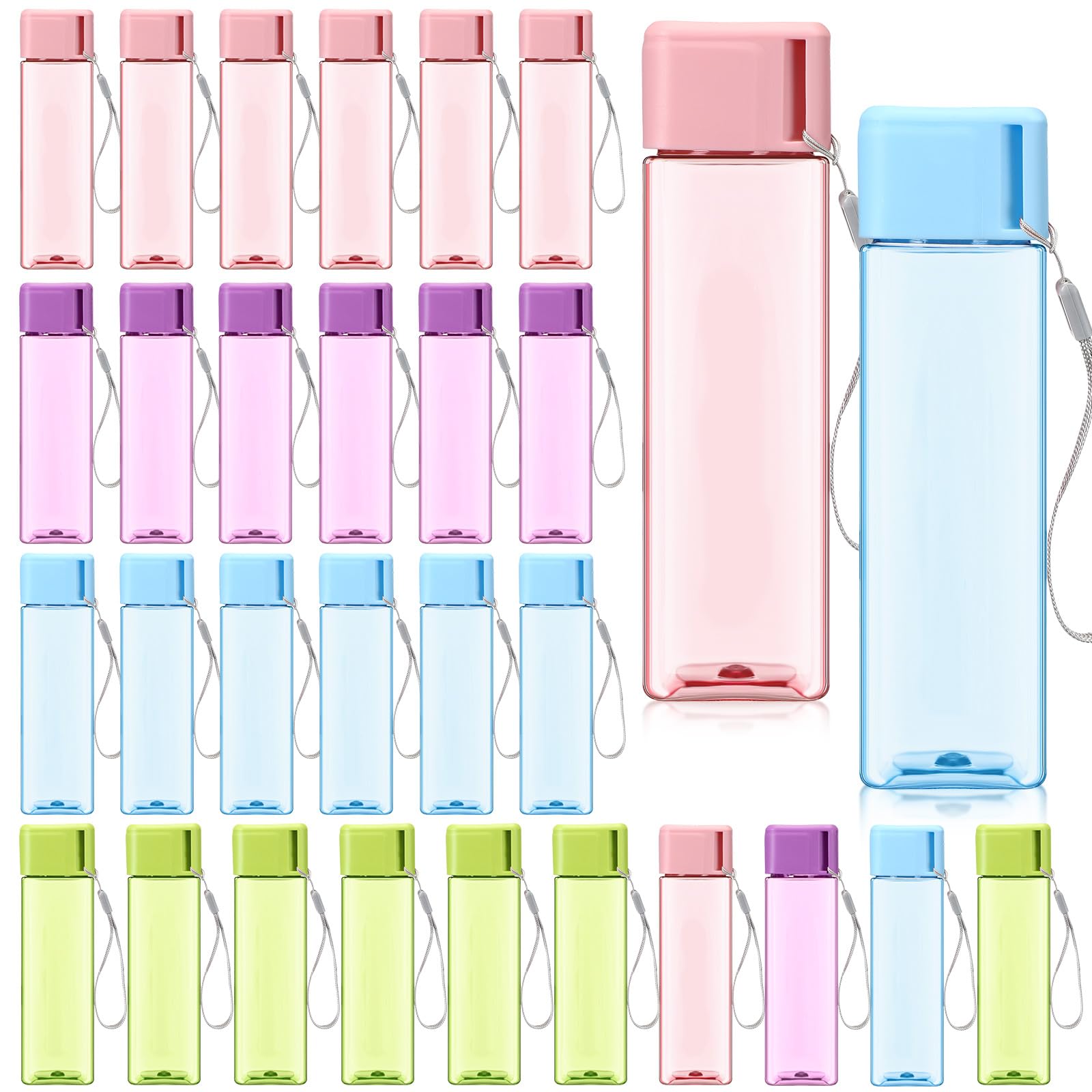 Mifoci 30 Pcs Water Bottle Bulk 17 oz Plastic Sports Water Bottles for Kids Adults Reusable Leak Proof Portable Drink Container 
