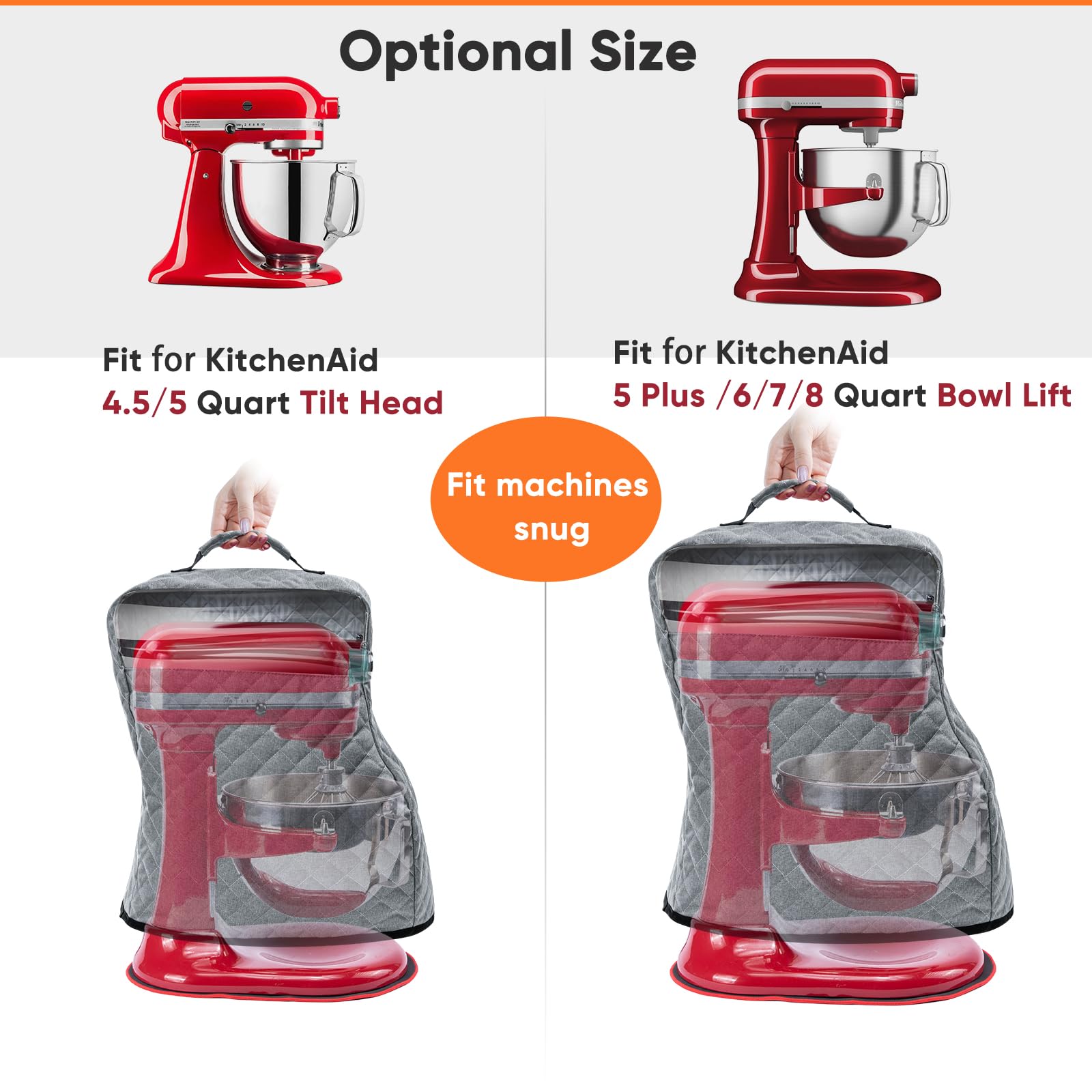 Bagsprite Stand Mixer Cover With Appliance Sliders Compatible With Kitchenaid Mixer 6/7/8 Quart With Pockets For Kitchen Aid Acc