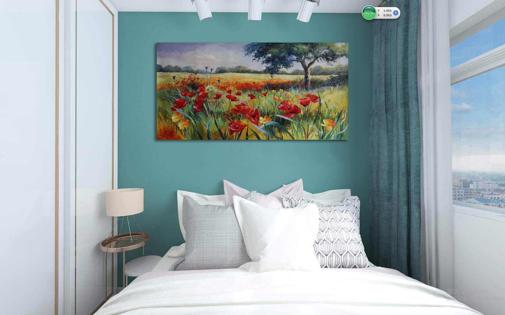 Wall Decor For Living Room Large Wall Art Green Trees Red Yellow Flowers Canvas Art Wall Decor For Bedroom Modern Home Decor Fra
