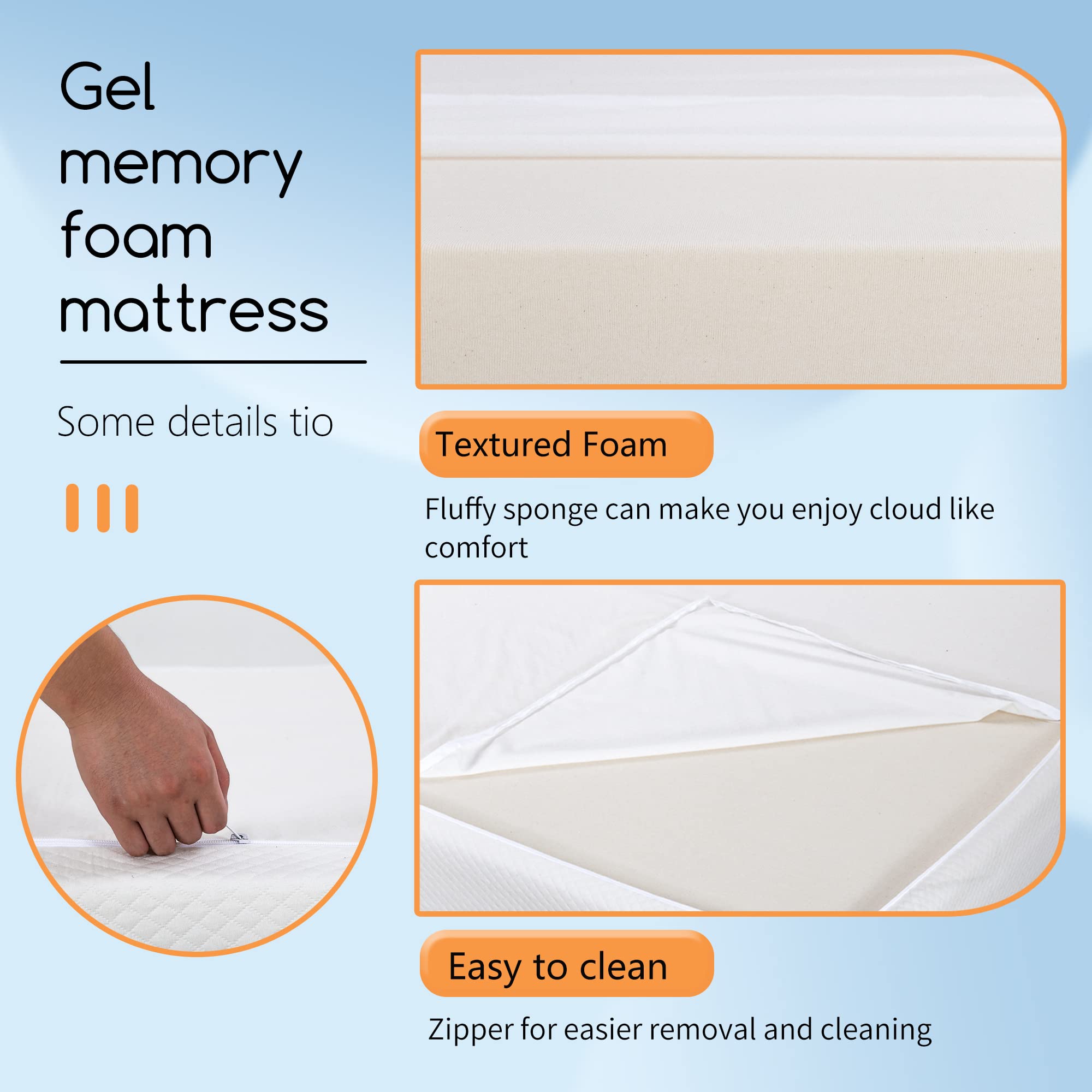 BestMassage Mattress 5 Inch Gel Memory Foam Mattress/Full Mattress/Cooling Gel Infusion/CertiPUR-US Certified/Comfy Support White