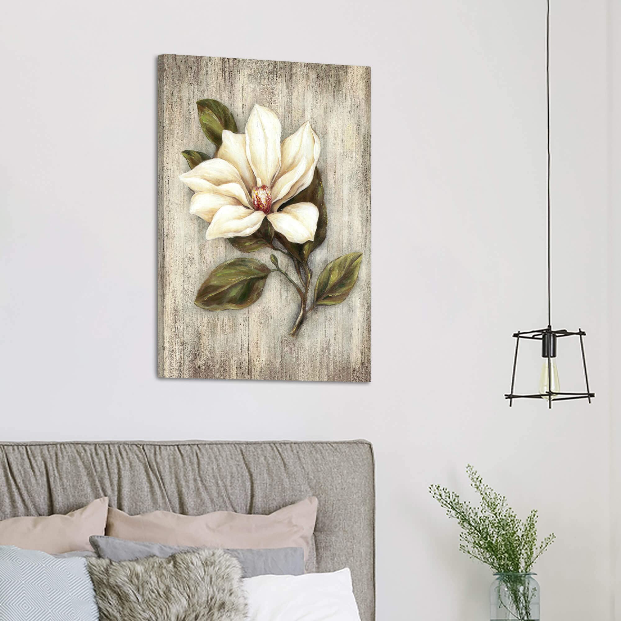 Sd Soft Dance Flower Artwork Canvas Wall Art: White Magnolia Picture Floral Painting Prints For Wall (36 ' ' X 24 ' ' X 1 Panel)