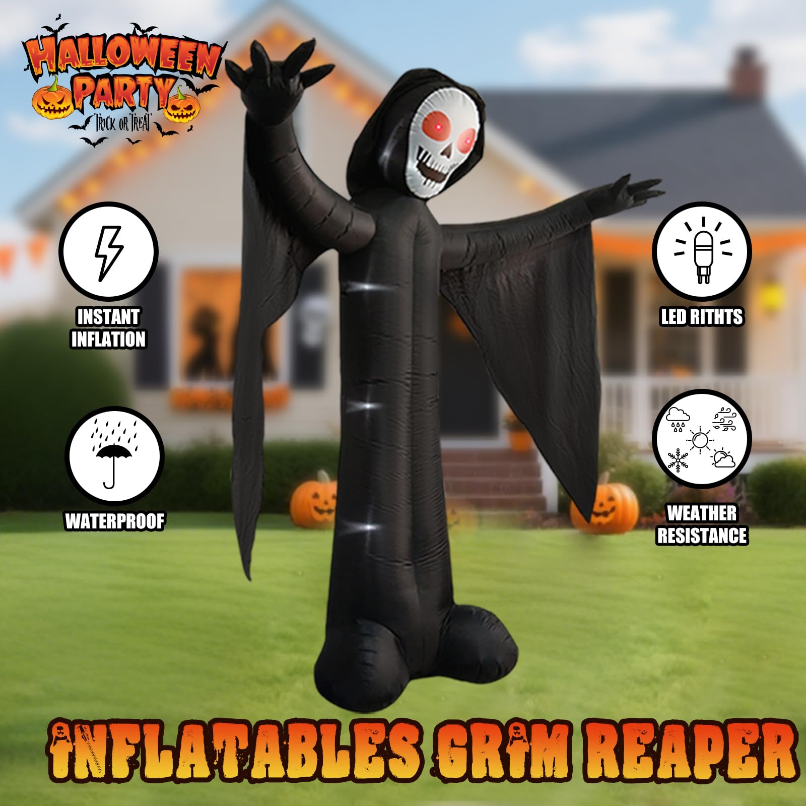 10FT Ghost Halloween Inflatable with Built-in LED Lights, Demon Ghost Inflatables Decoration, Blow Up Lawn Yard Garden Inflatabl